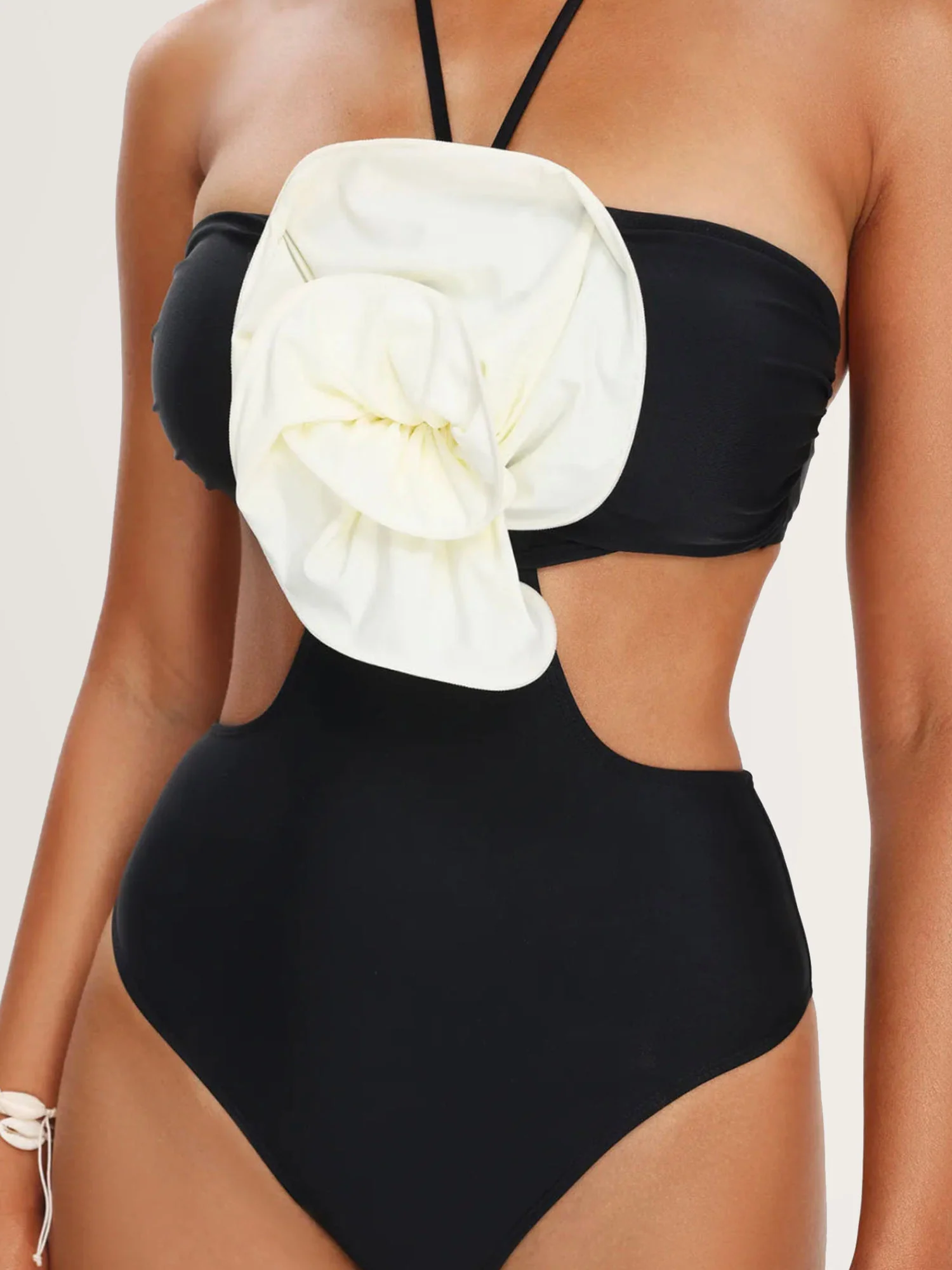 Black Rose Cut-Out Swimsuit - XPRESSC