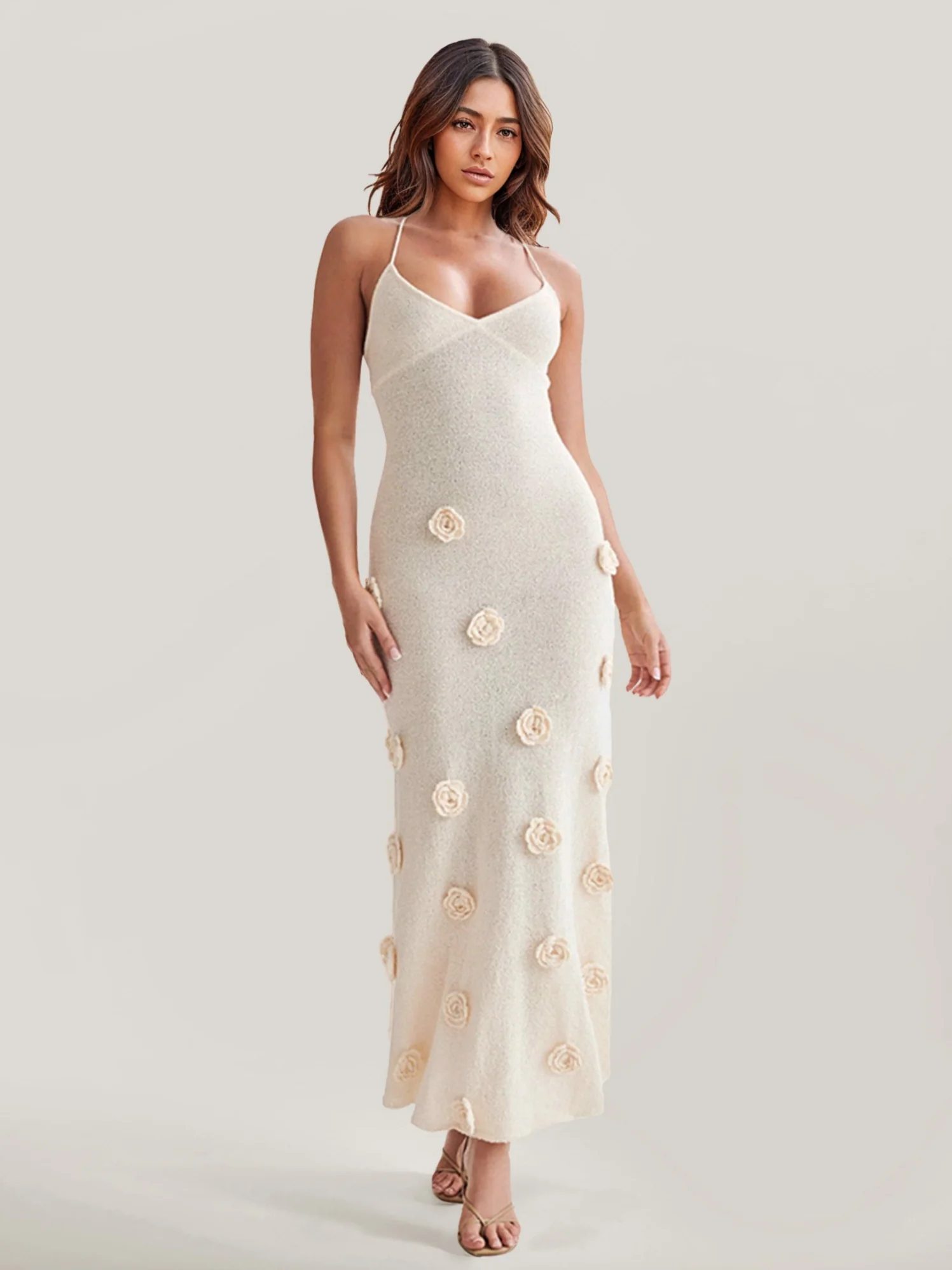 Floral Appliqué Maxi Dress - XPRESSC