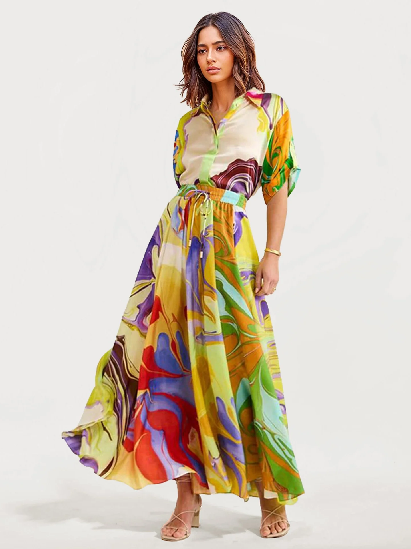 Colorful Abstract Print Dress Set - XPRESSC