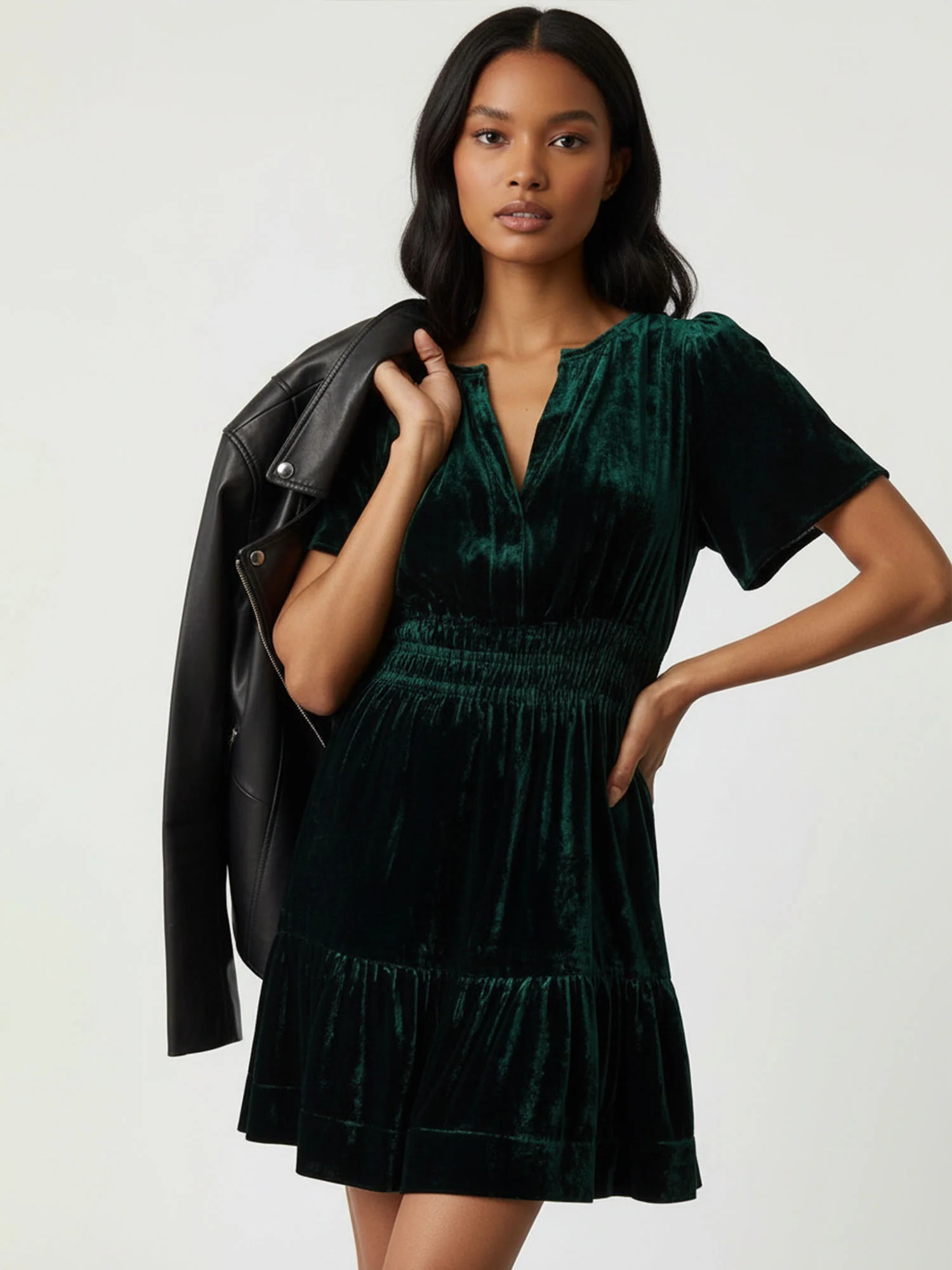 Green Ruffled Eclipse Mini Dress - XPRESSC