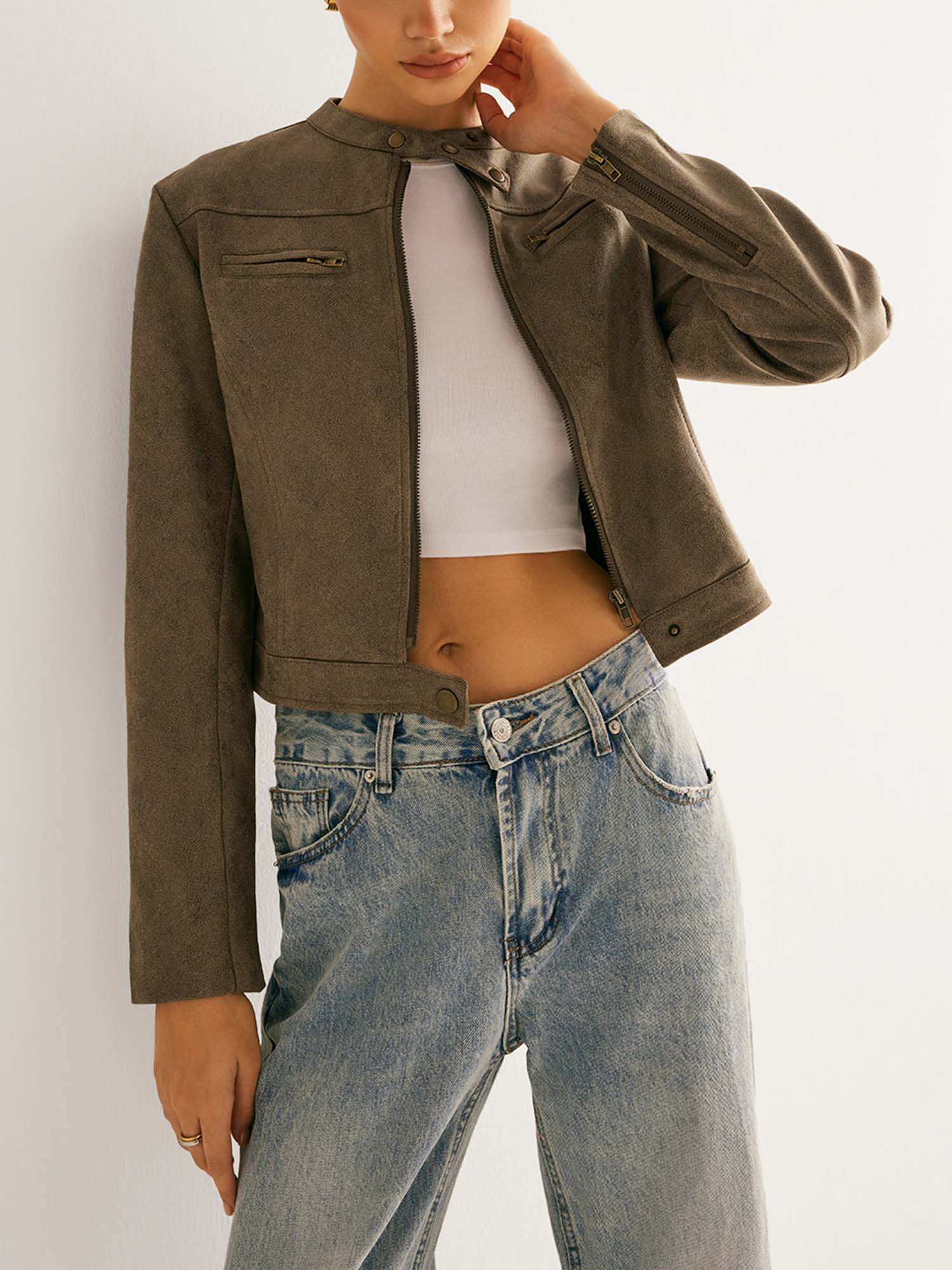 Cropped Leather Jacket - XPRESSC