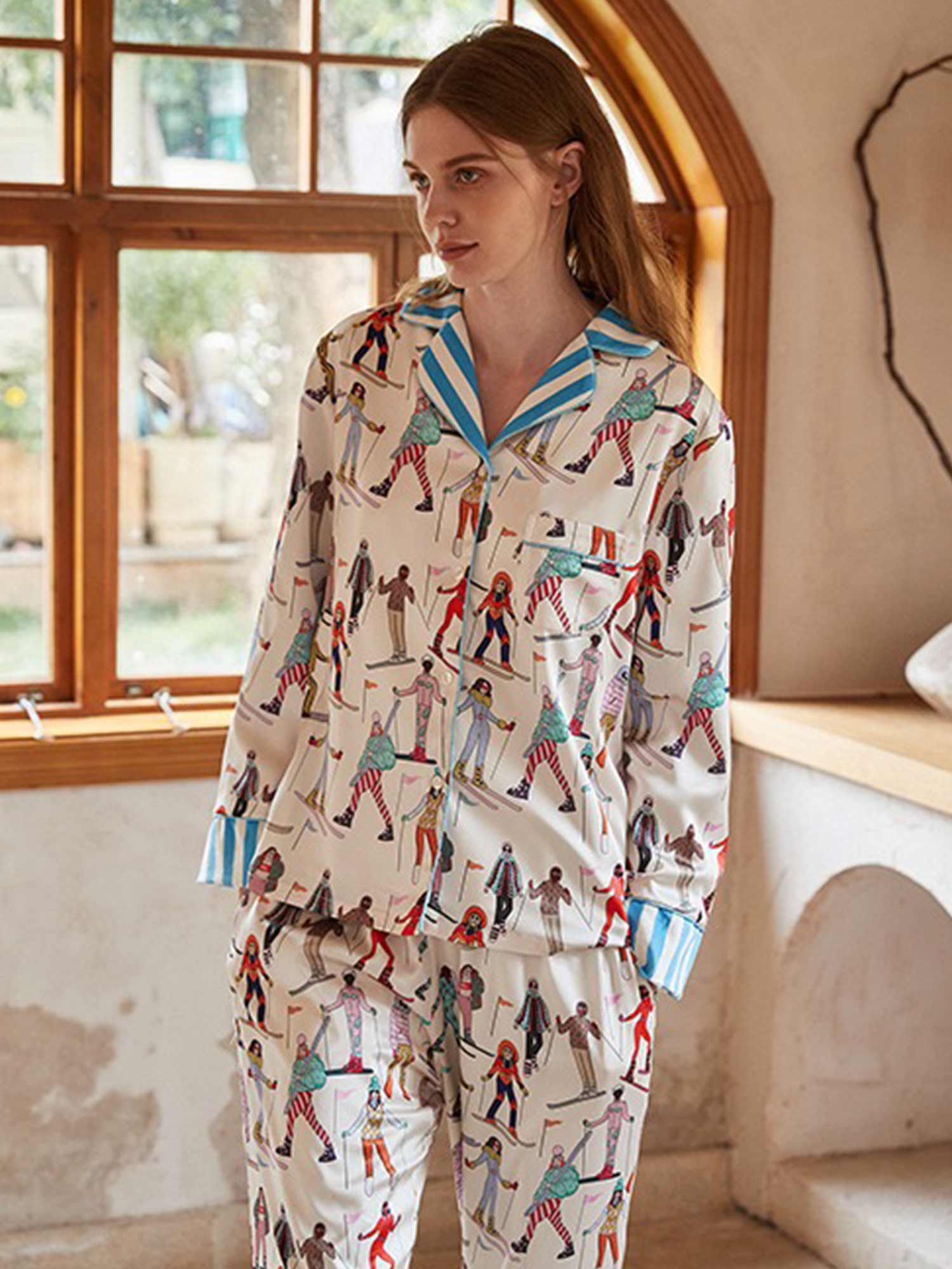 Ski Adventure Print Long Pajama Set - XPRESSC