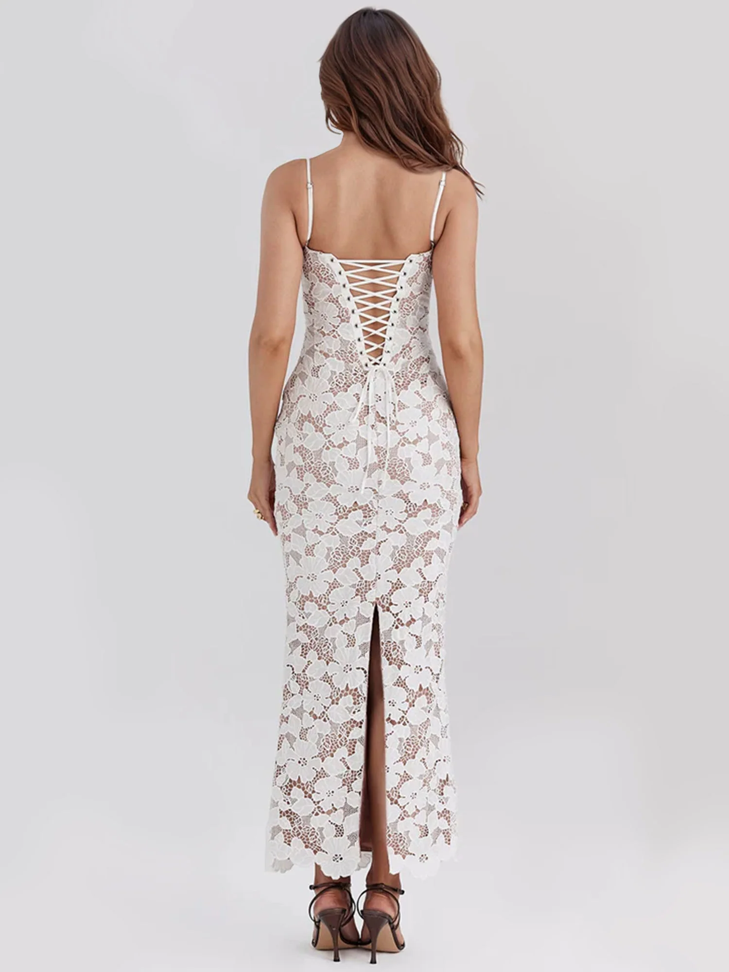 Lace Maxi Dress with Intricate Detailing - XPRESSC