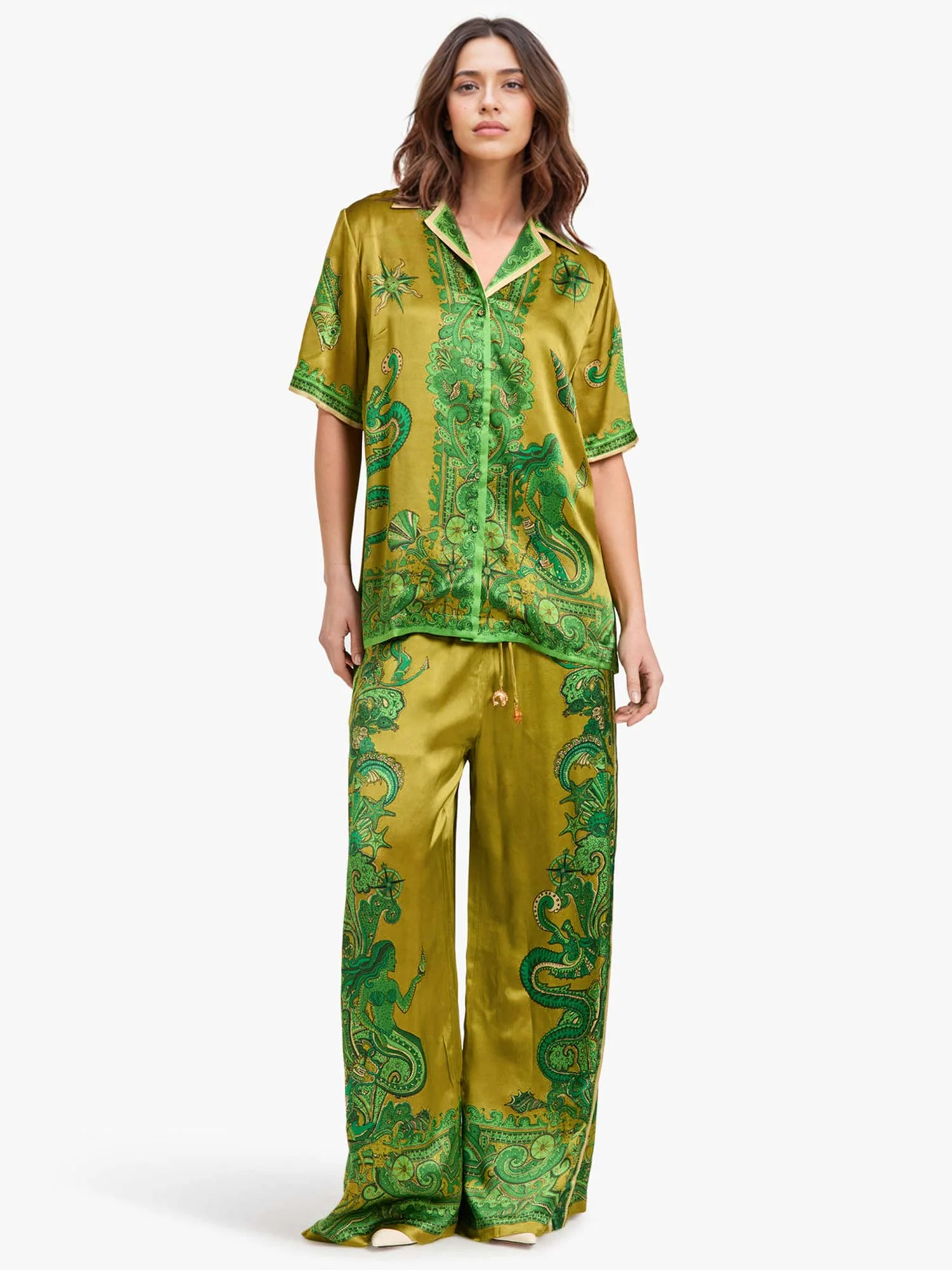 Floral Print Satin Button-Down Shirt - XPRESSC