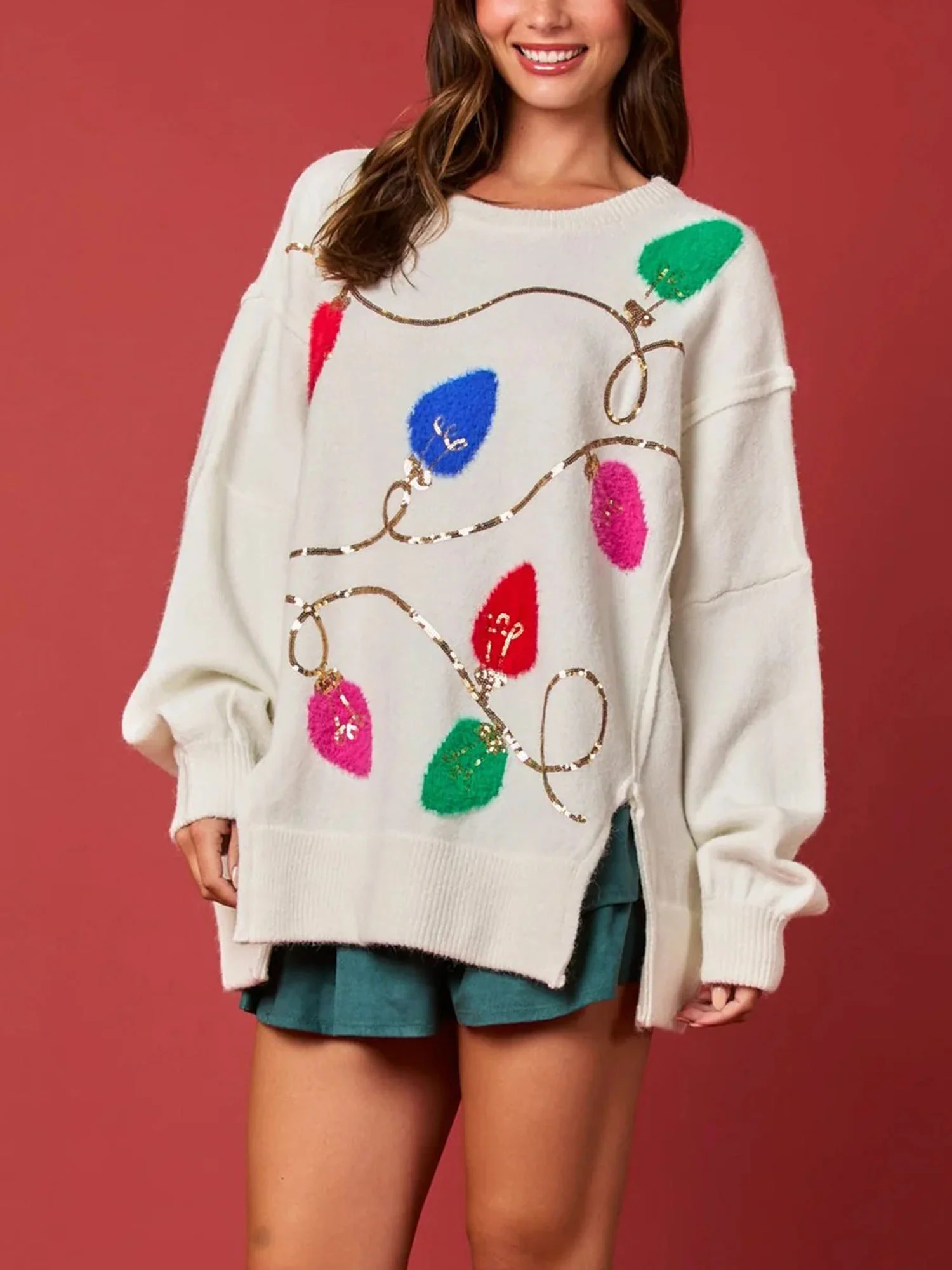 White Festive Cascade Sweater - XPRESSC