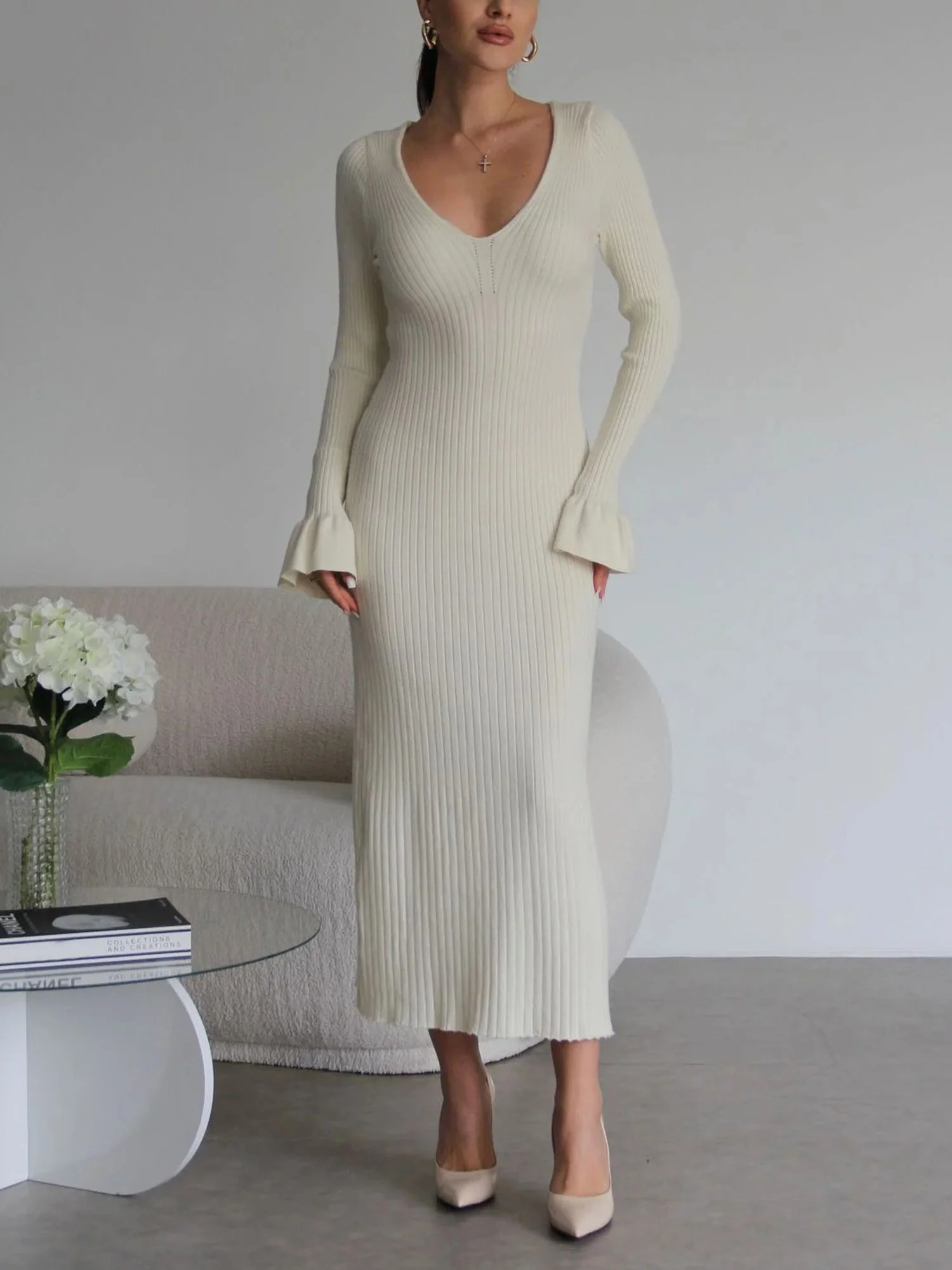 White Ribbed Reverie Maxi Dress - XPRESSC
