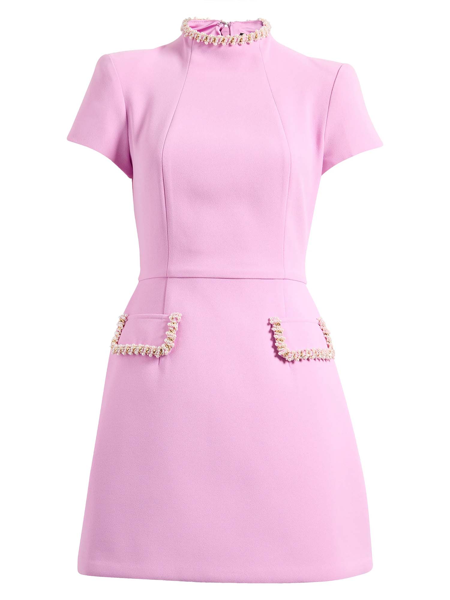 Pink Pearl Trim Mini Dress - XPRESSC