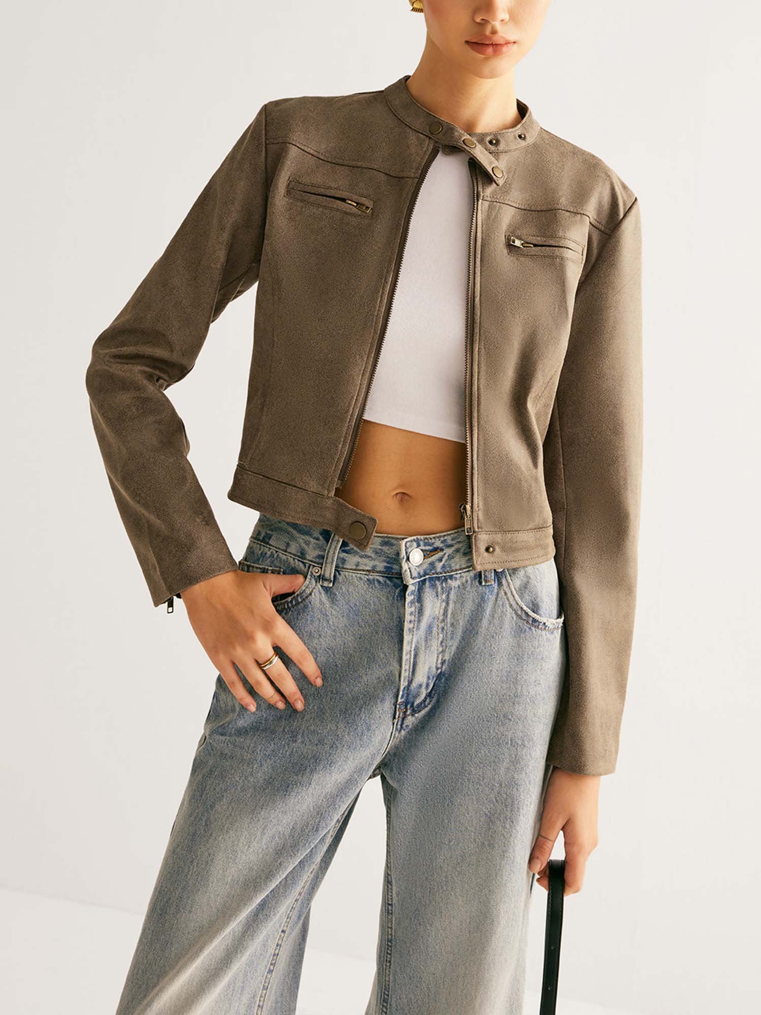 Cropped Leather Jacket - XPRESSC