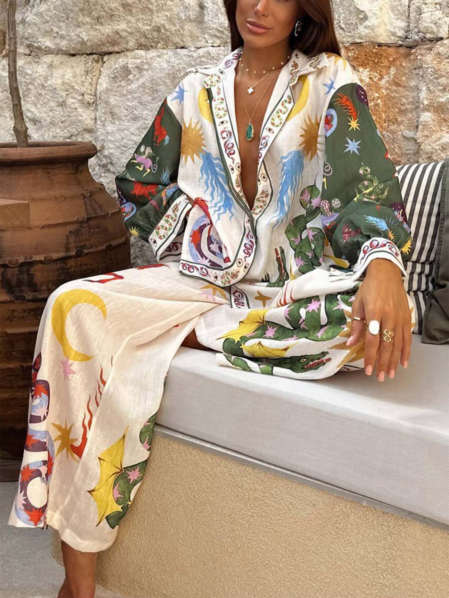 Tropical Graphic Print Two-Piece Set - XPRESSC