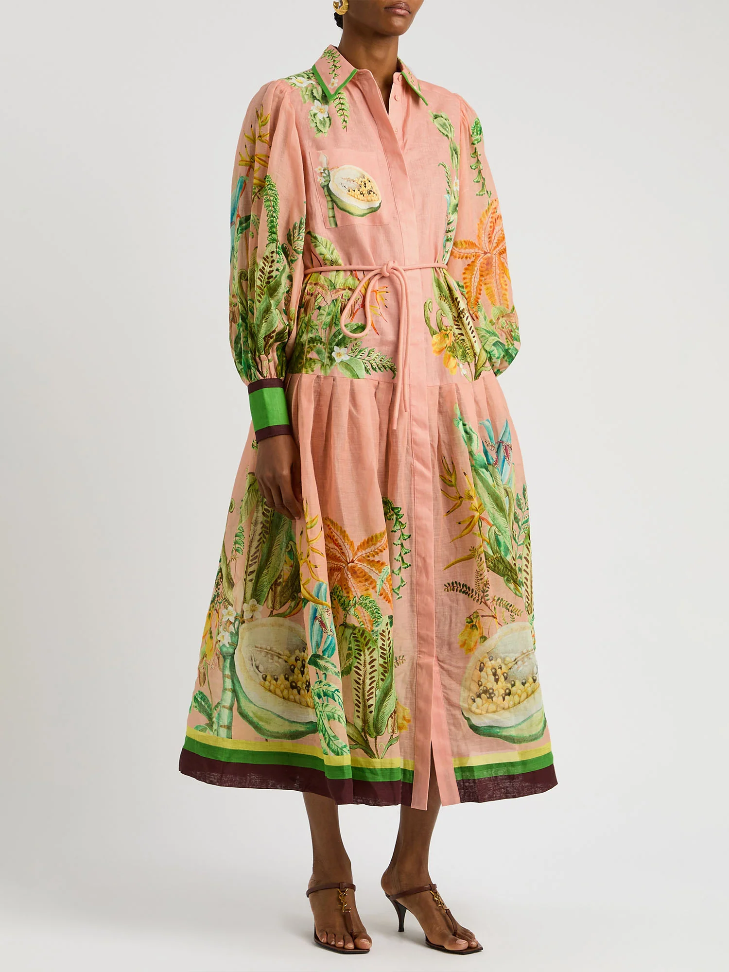 Papaya Bloom Belted Maxi Dress - XPRESSC