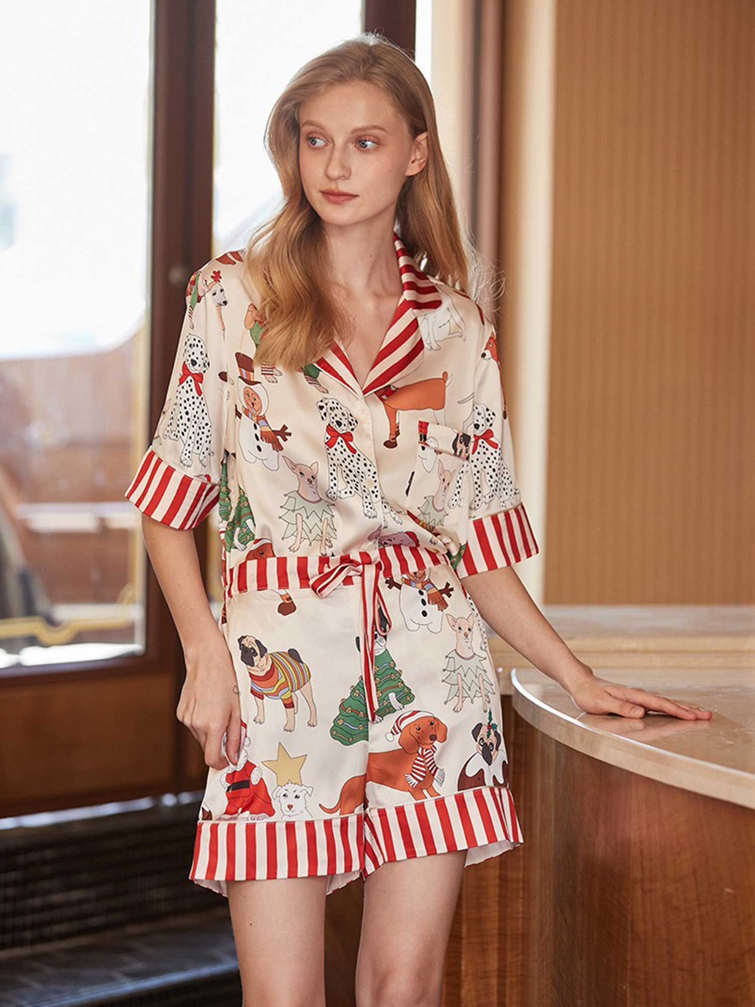 Cartoon Dog Print Short Pajama Set - XPRESSC