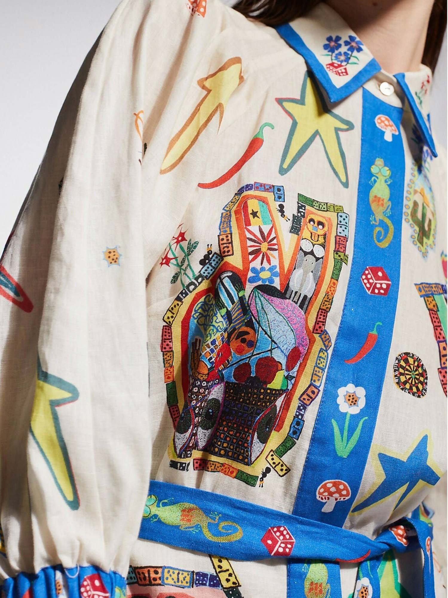 Tropical Print Mini Dress with Belt - XPRESSC