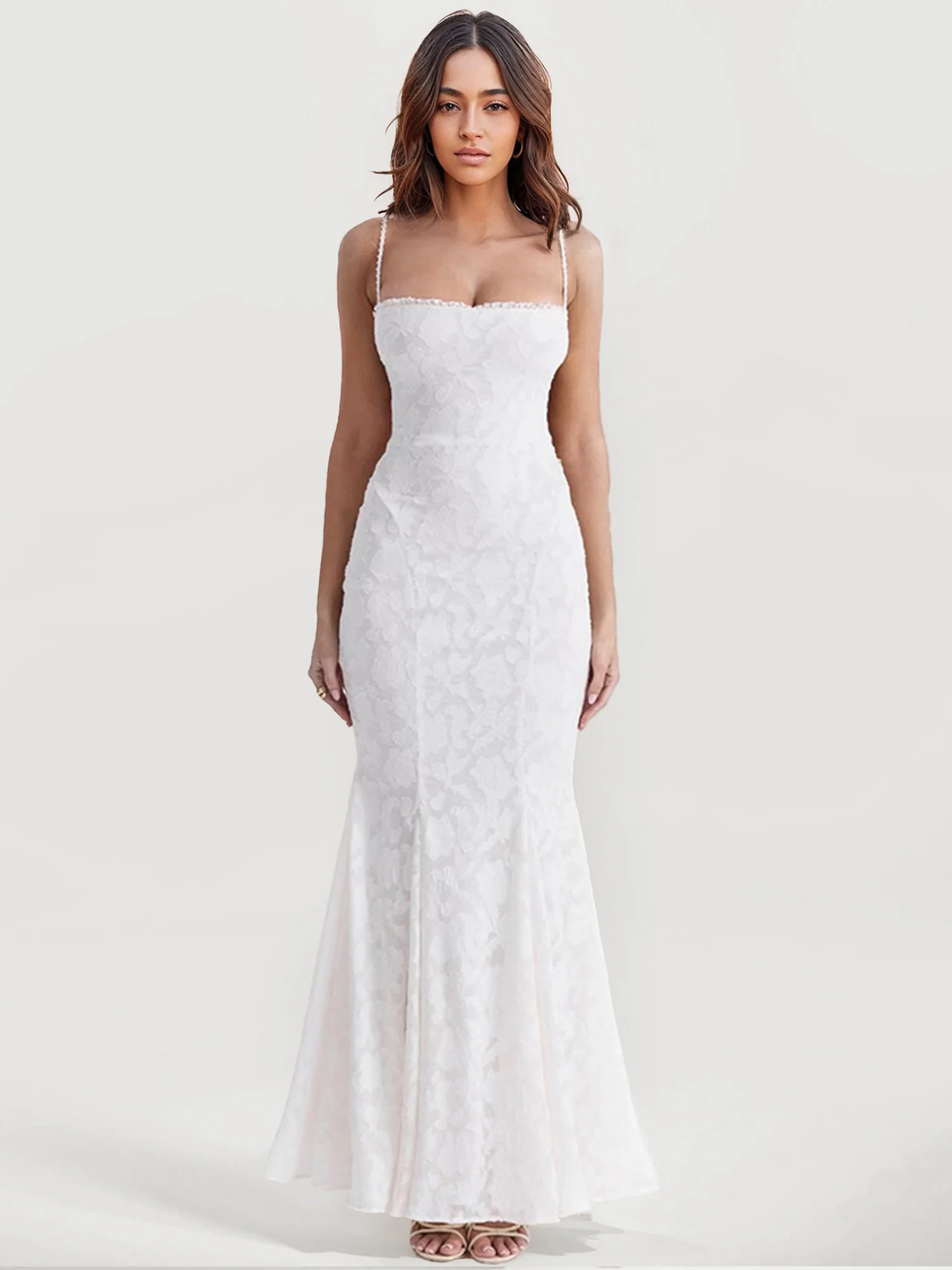 Elegant Lace Fit-and-Flare Maxi Dress - XPRESSC