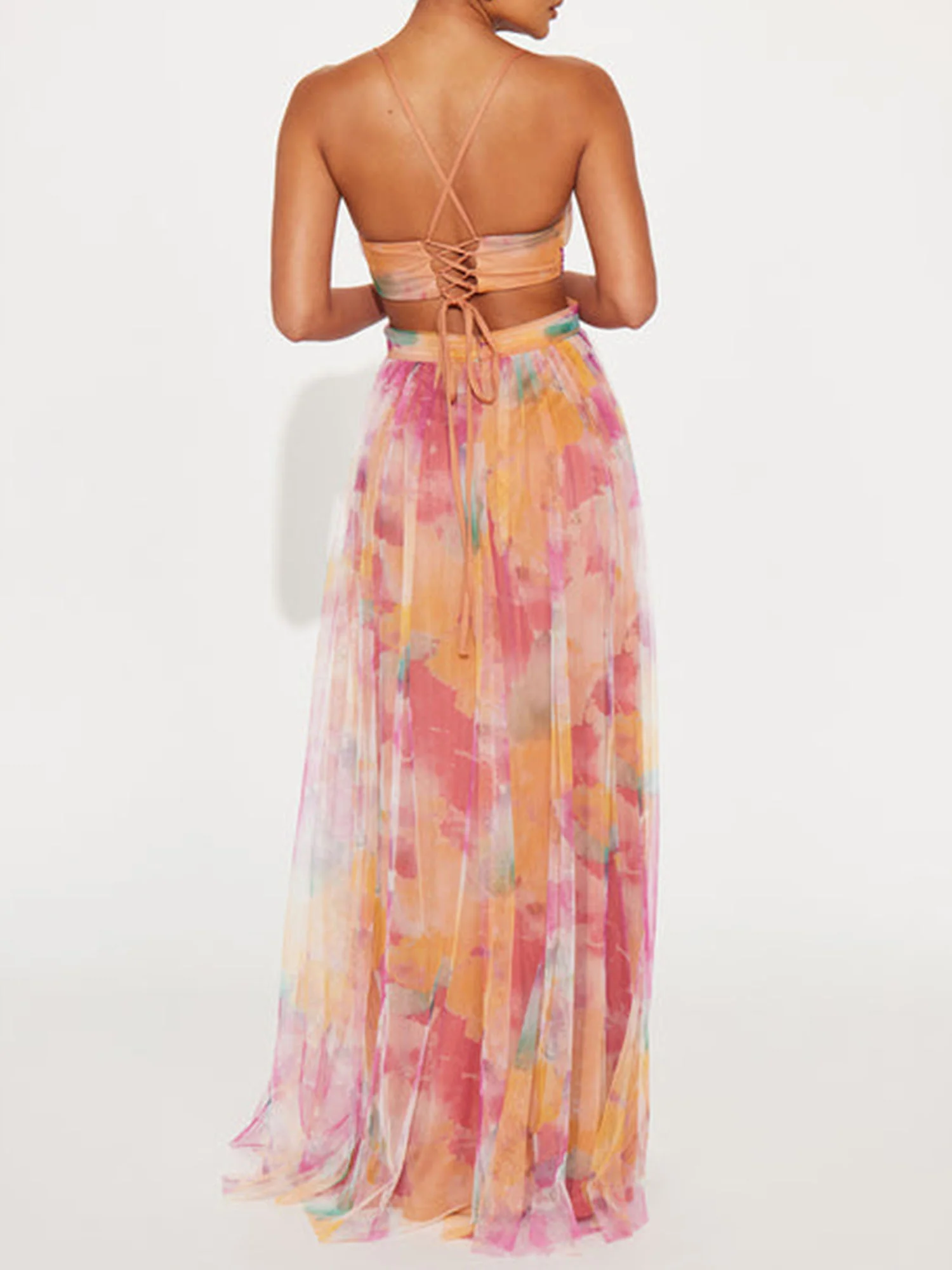 Floral Cross-Back Maxi Dress - XPRESSC