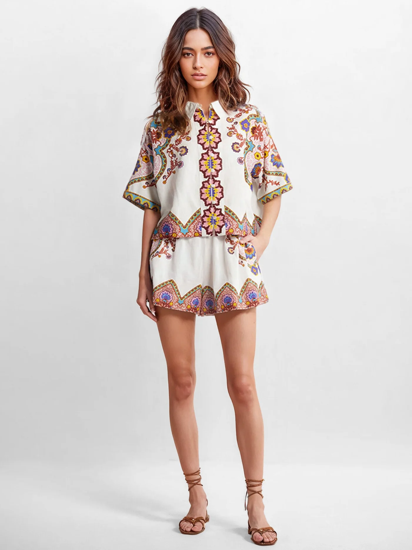 Bohemian Floral Print Two-Piece Set - XPRESSC