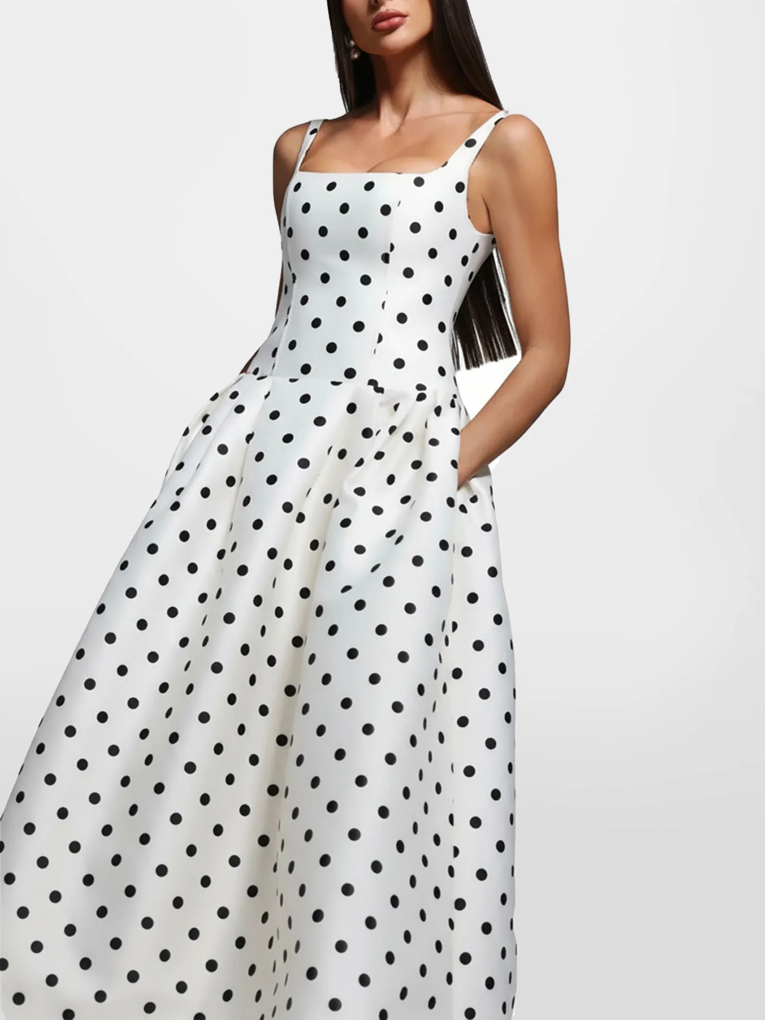 Polka Dot Maxi Dress Evening Flair - XPRESSC
