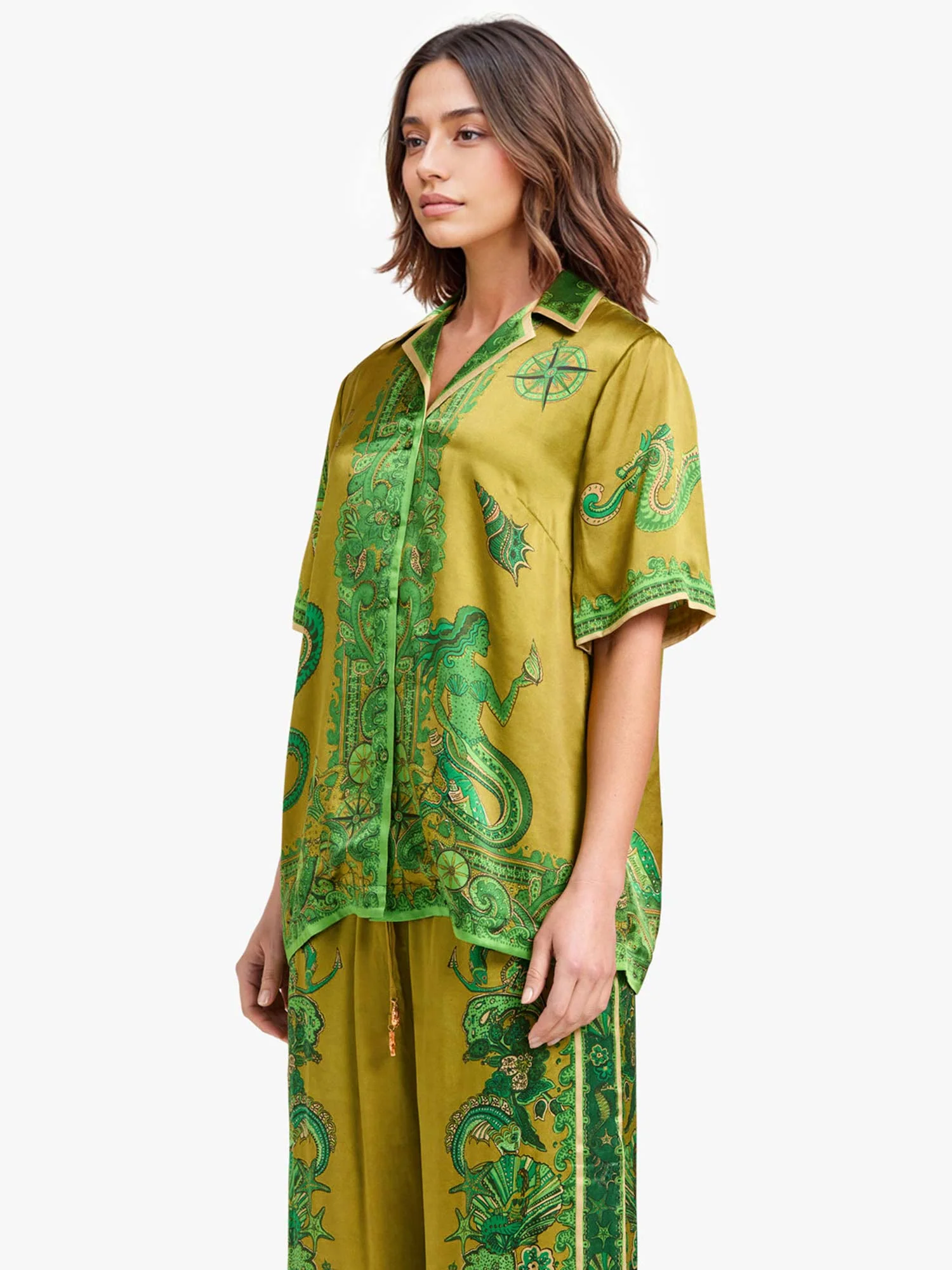 Floral Print Satin Button-Down Shirt - XPRESSC