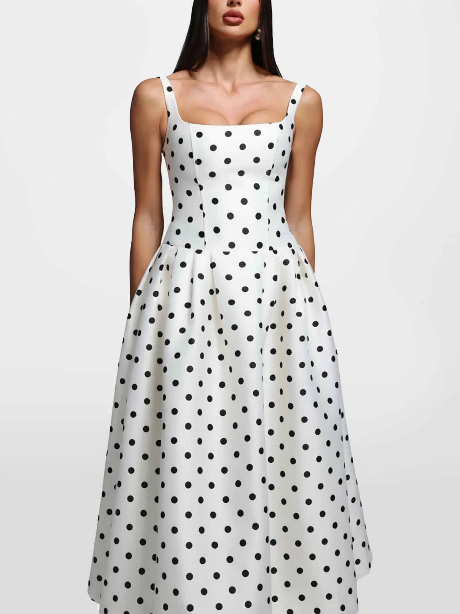 Polka Dot Maxi Dress Evening Flair - XPRESSC