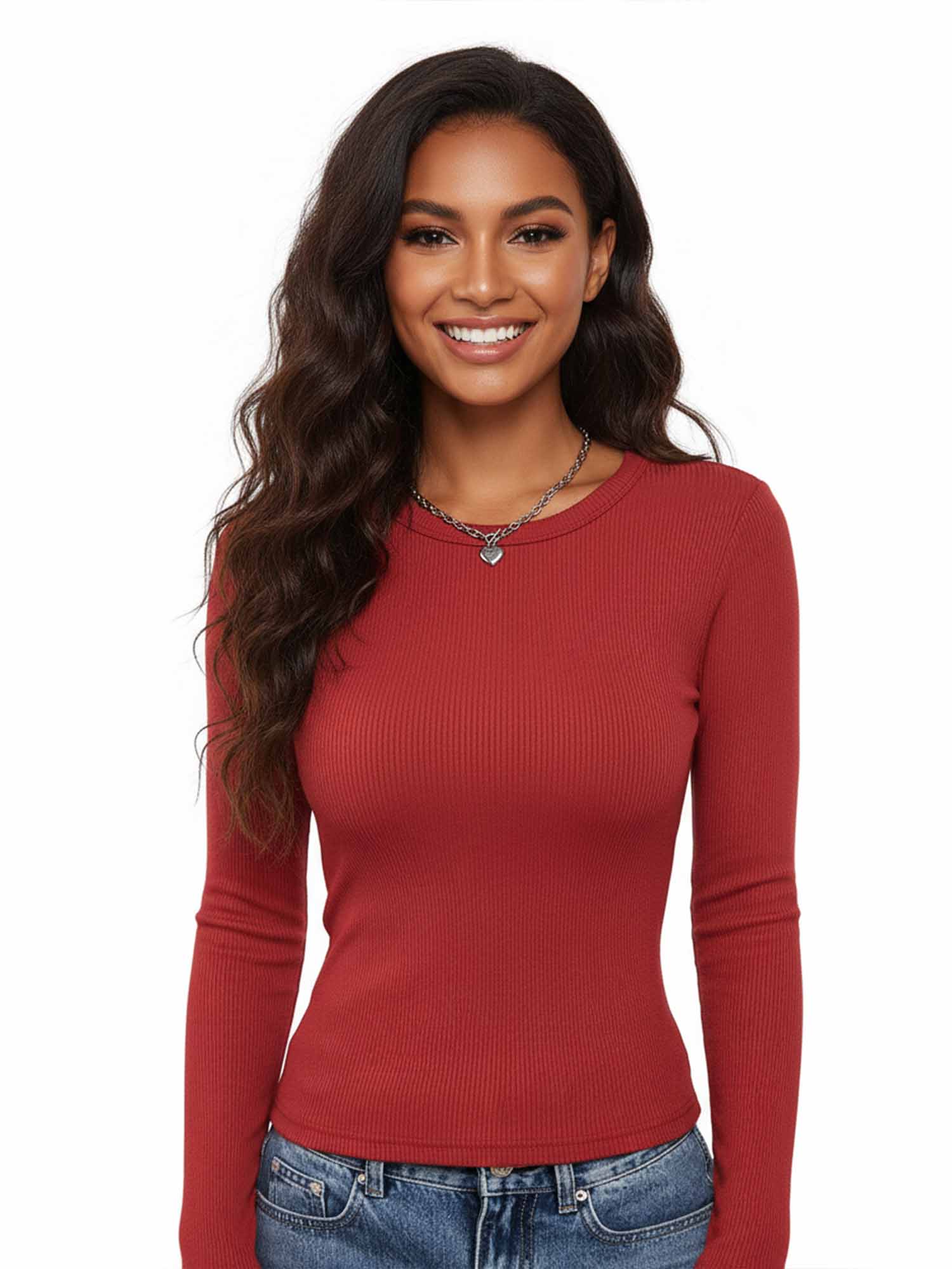 Ribbed Long-Sleeve Fitted Tee - XPRESSC