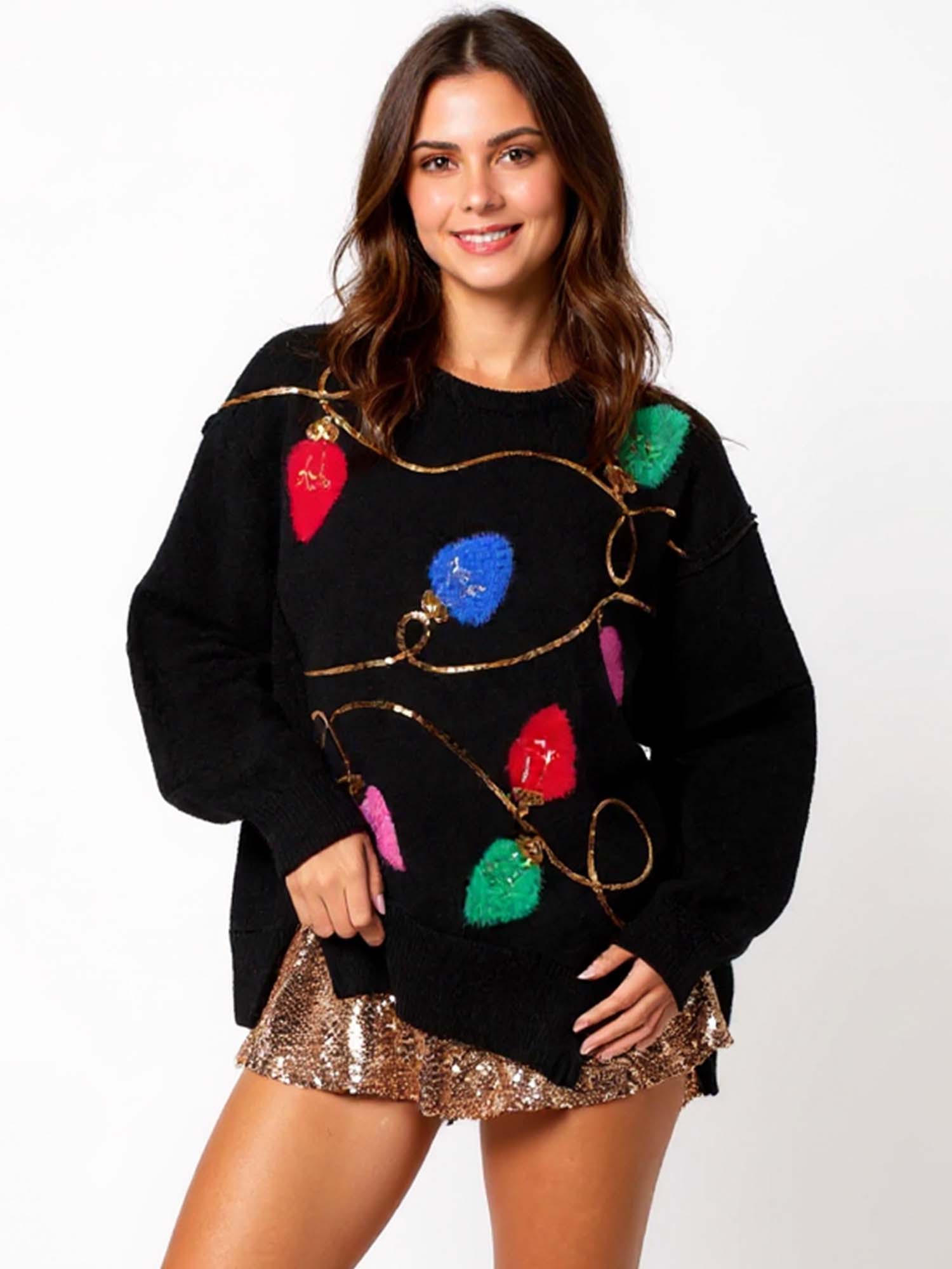 Black Festive Cascade Sweater - XPRESSC