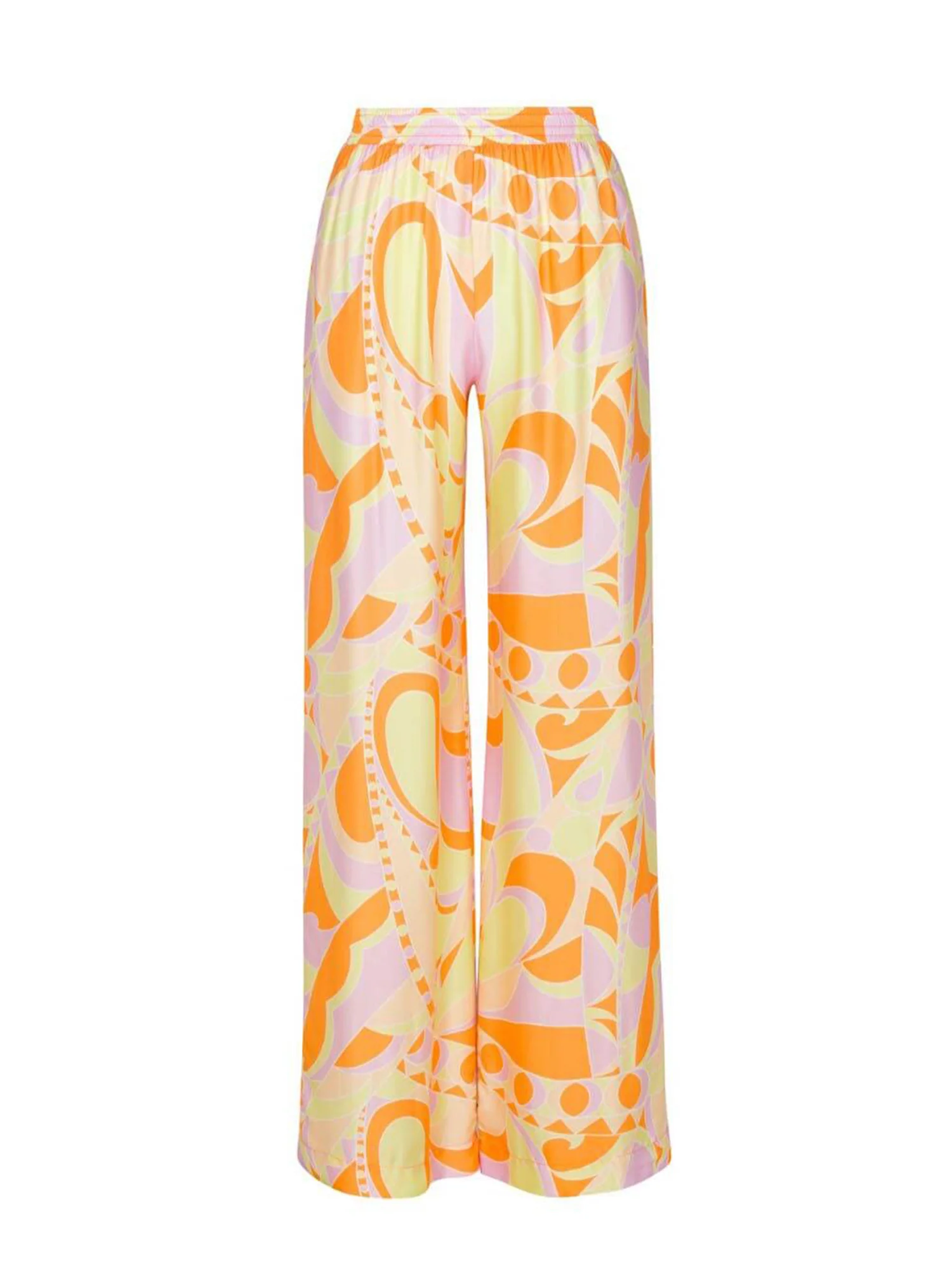 Tropical Beach Graphic Print Wide-Leg Pants - XPRESSC