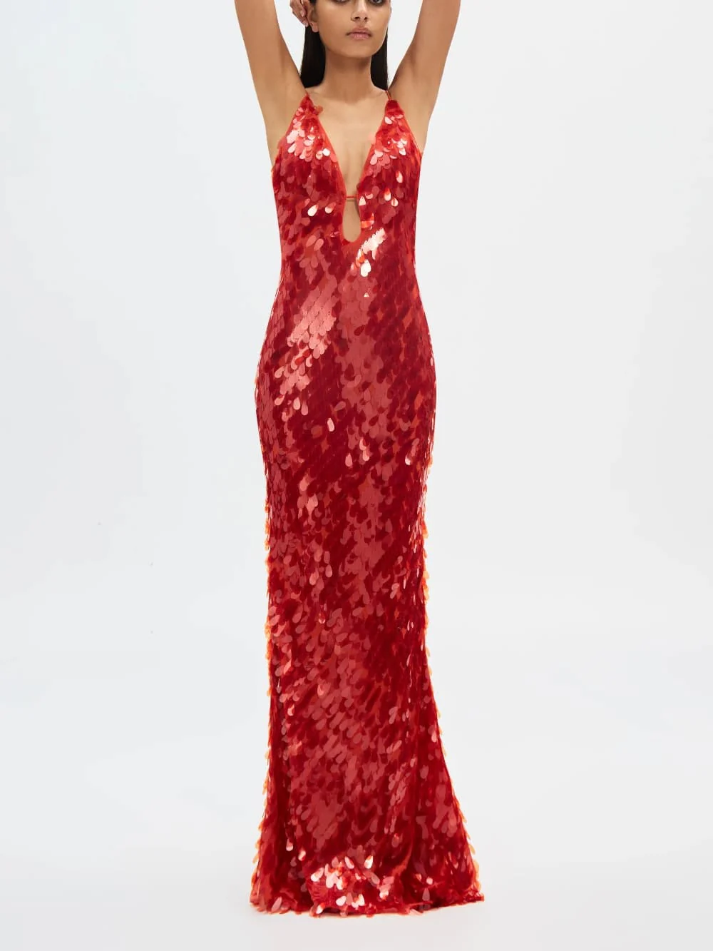 Sequin Plunge Maxi Dress - XPRESSC
