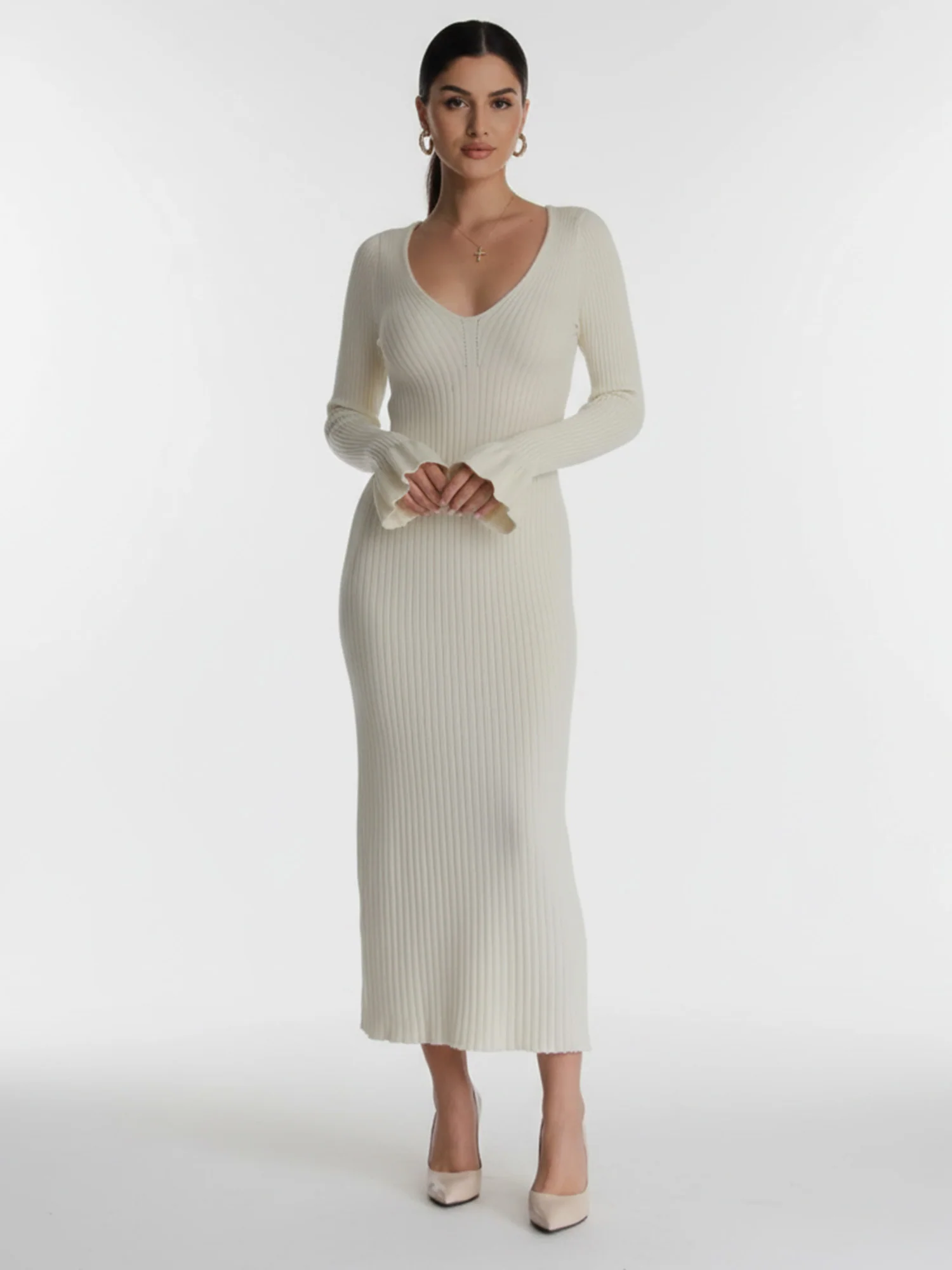 White Ribbed Reverie Maxi Dress - XPRESSC