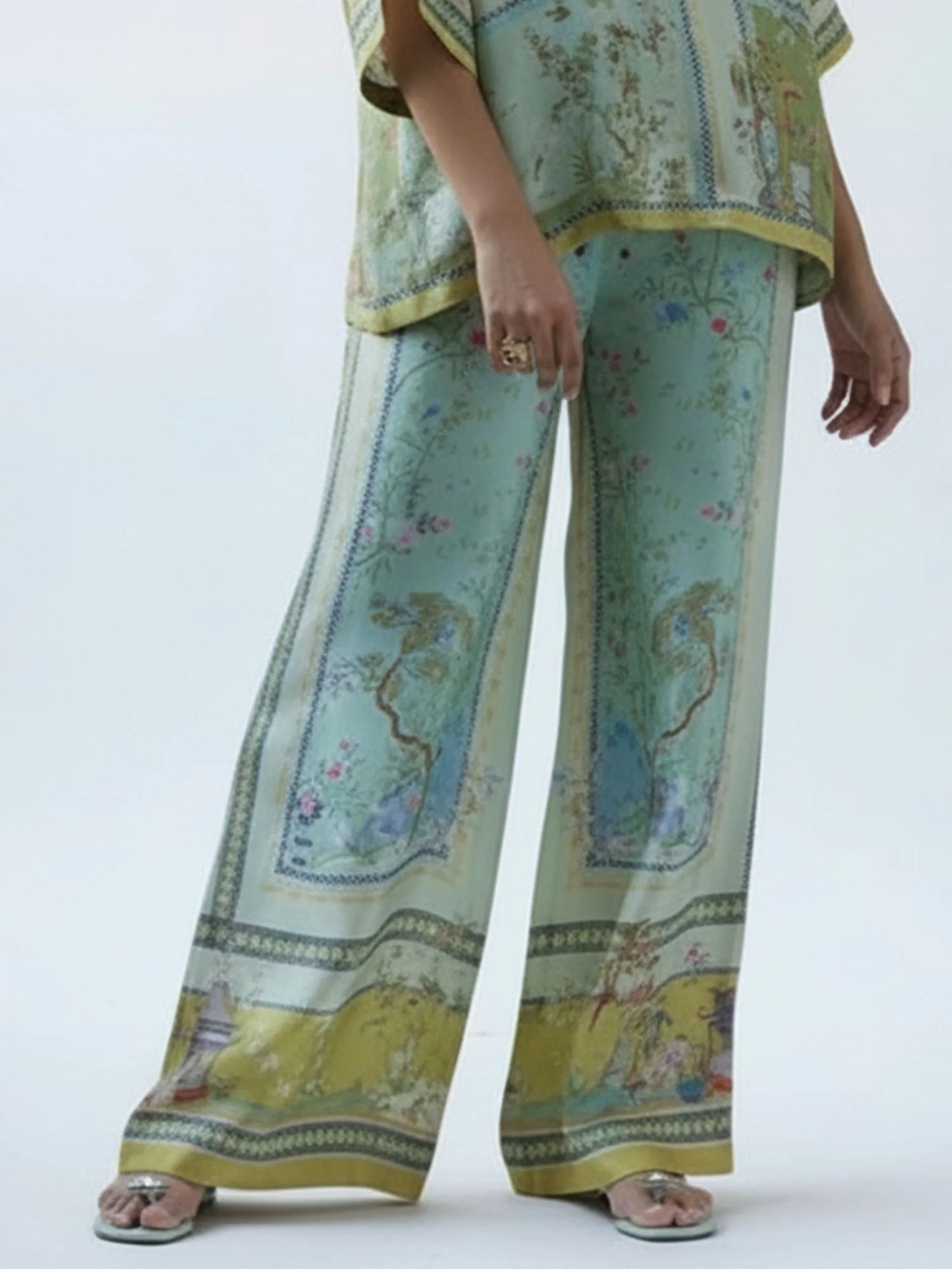 Serene Botanical Wide-Leg Pants - XPRESSC