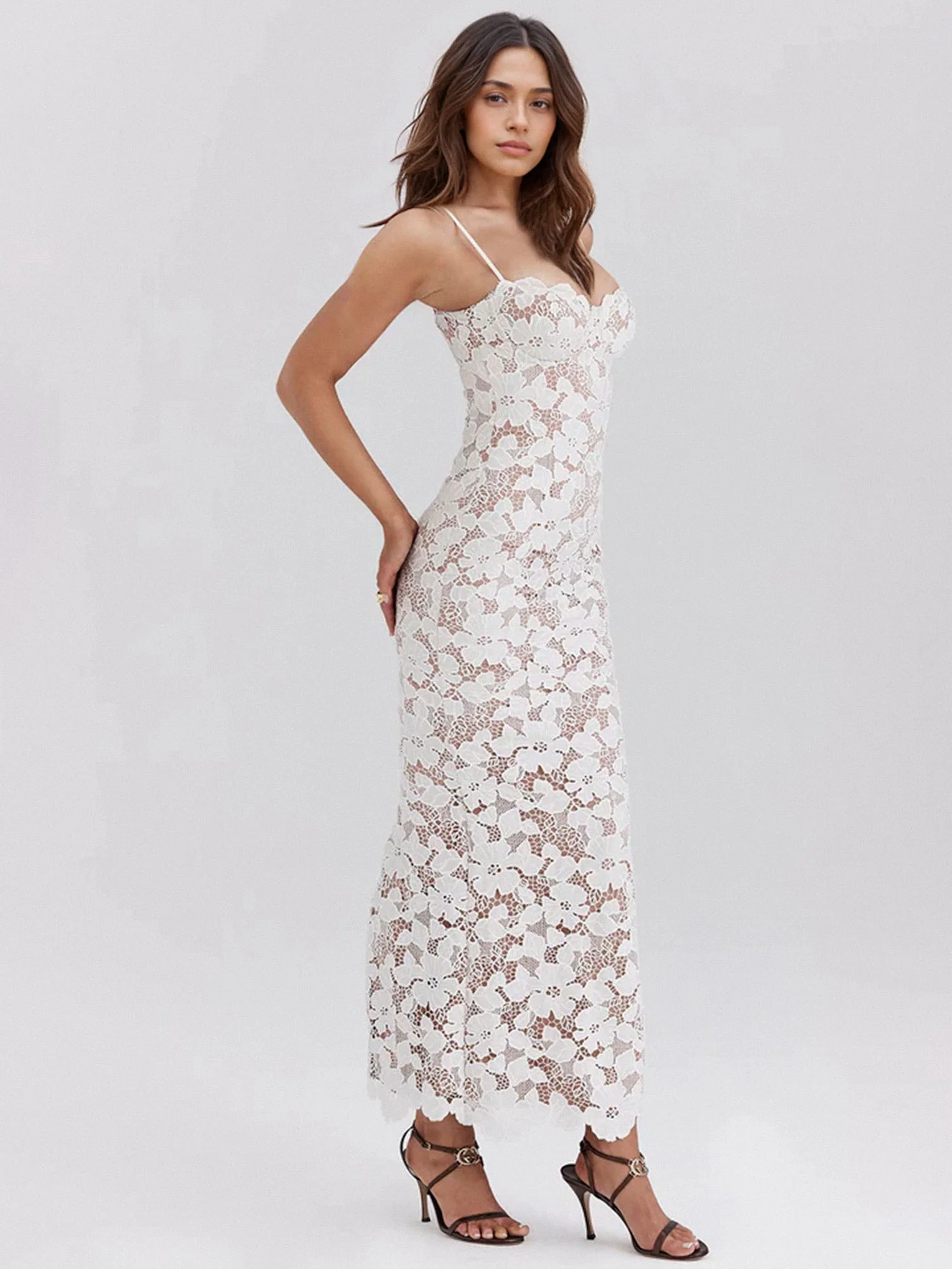 Lace Maxi Dress with Intricate Detailing - XPRESSC