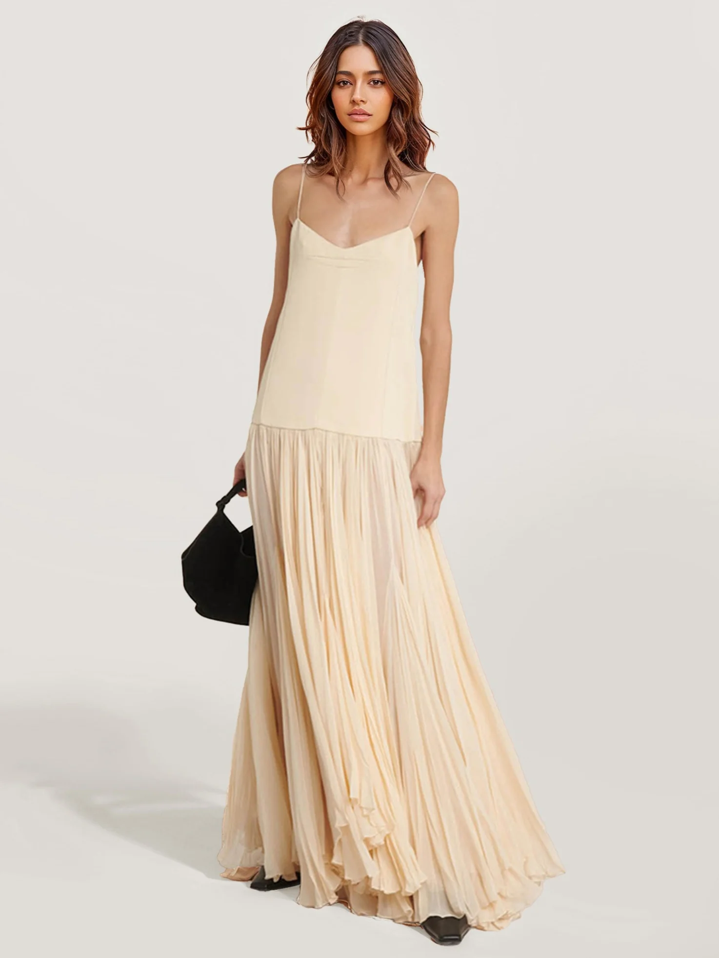 Simple Pleated Maxi Dress - XPRESSC