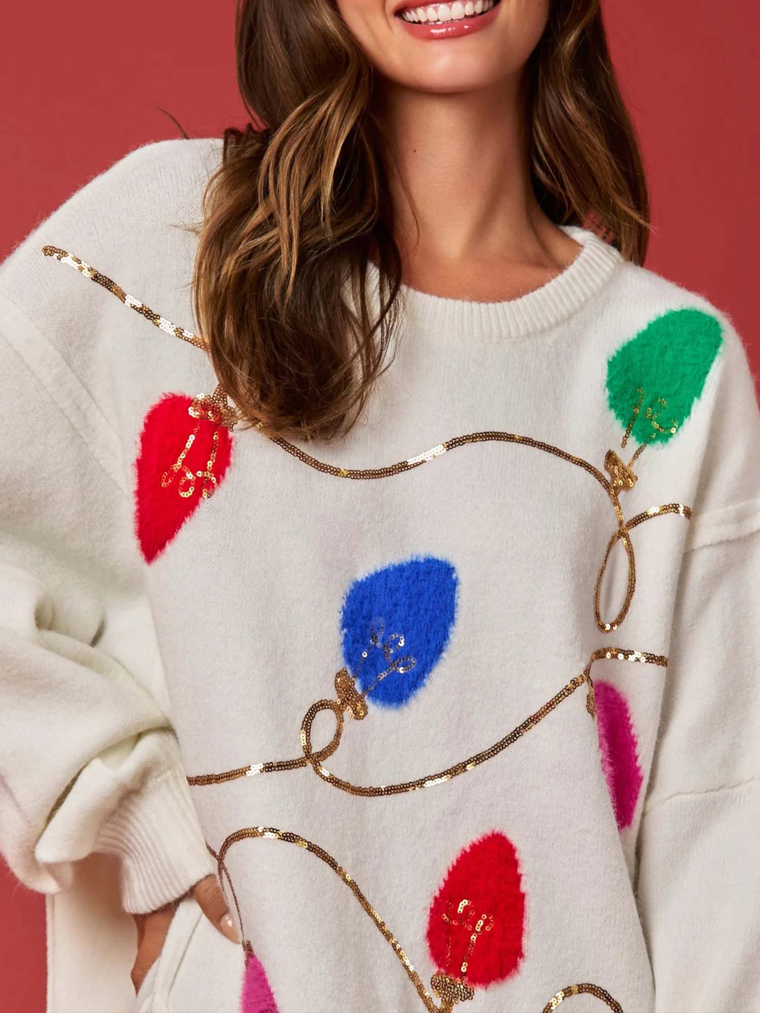 White Festive Cascade Sweater - XPRESSC