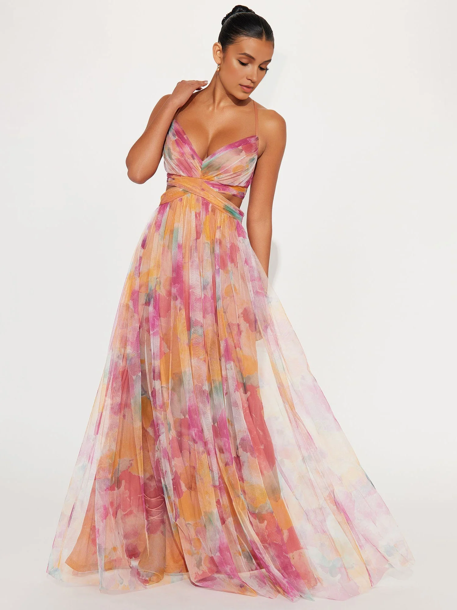 Floral Cross-Back Maxi Dress - XPRESSC