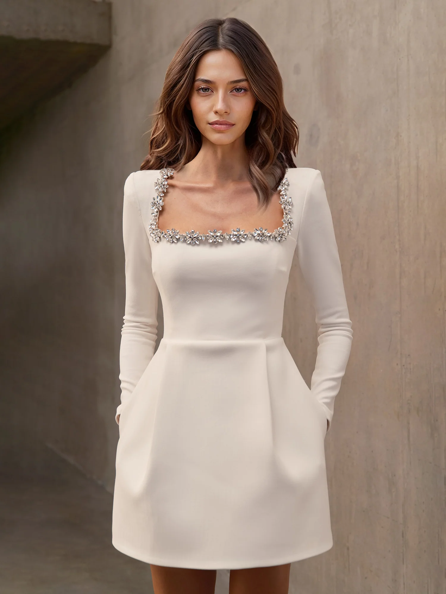 White Striped Velvet Dress - XPRESSC