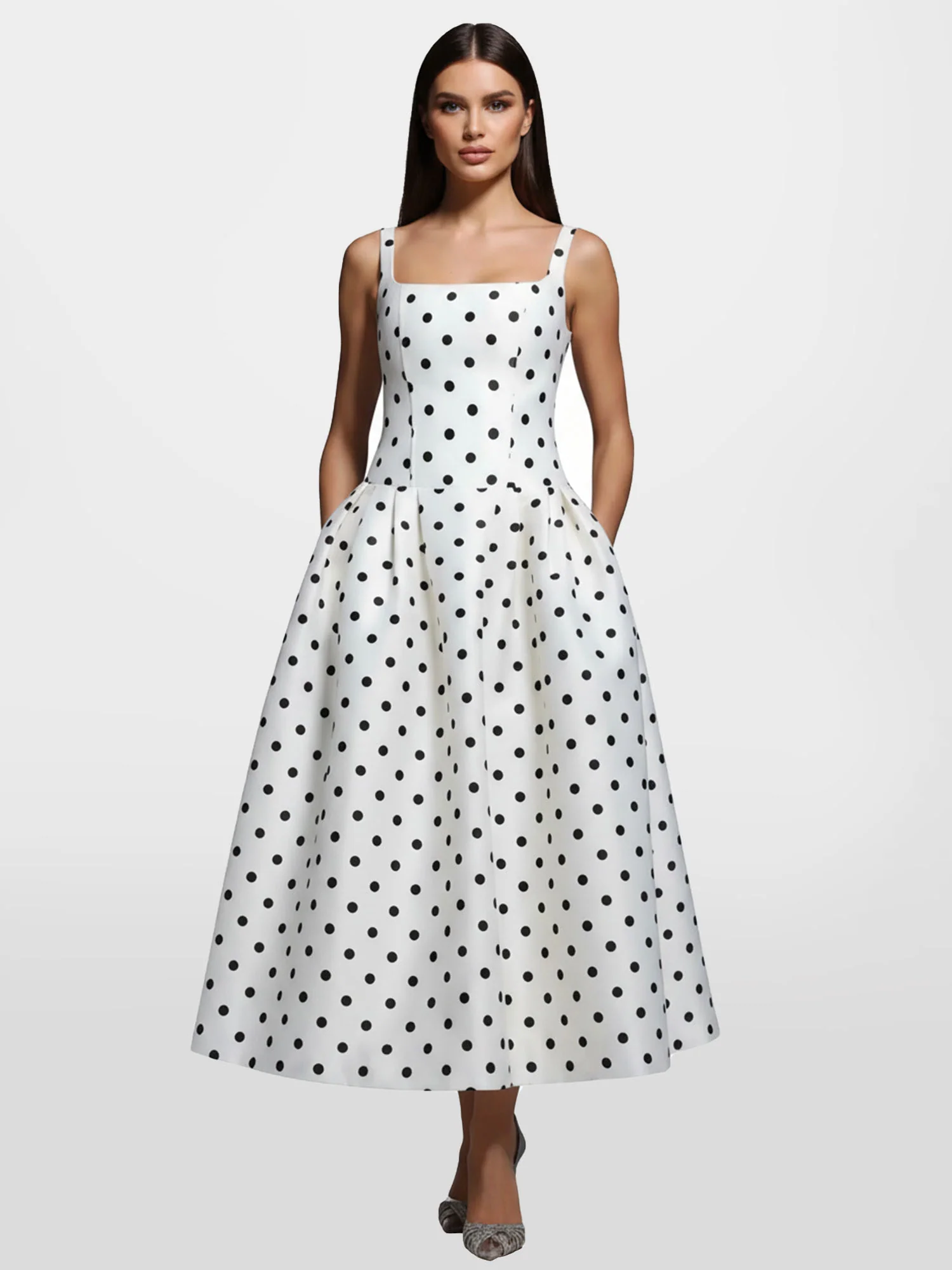 Polka Dot Maxi Dress Evening Flair - XPRESSC