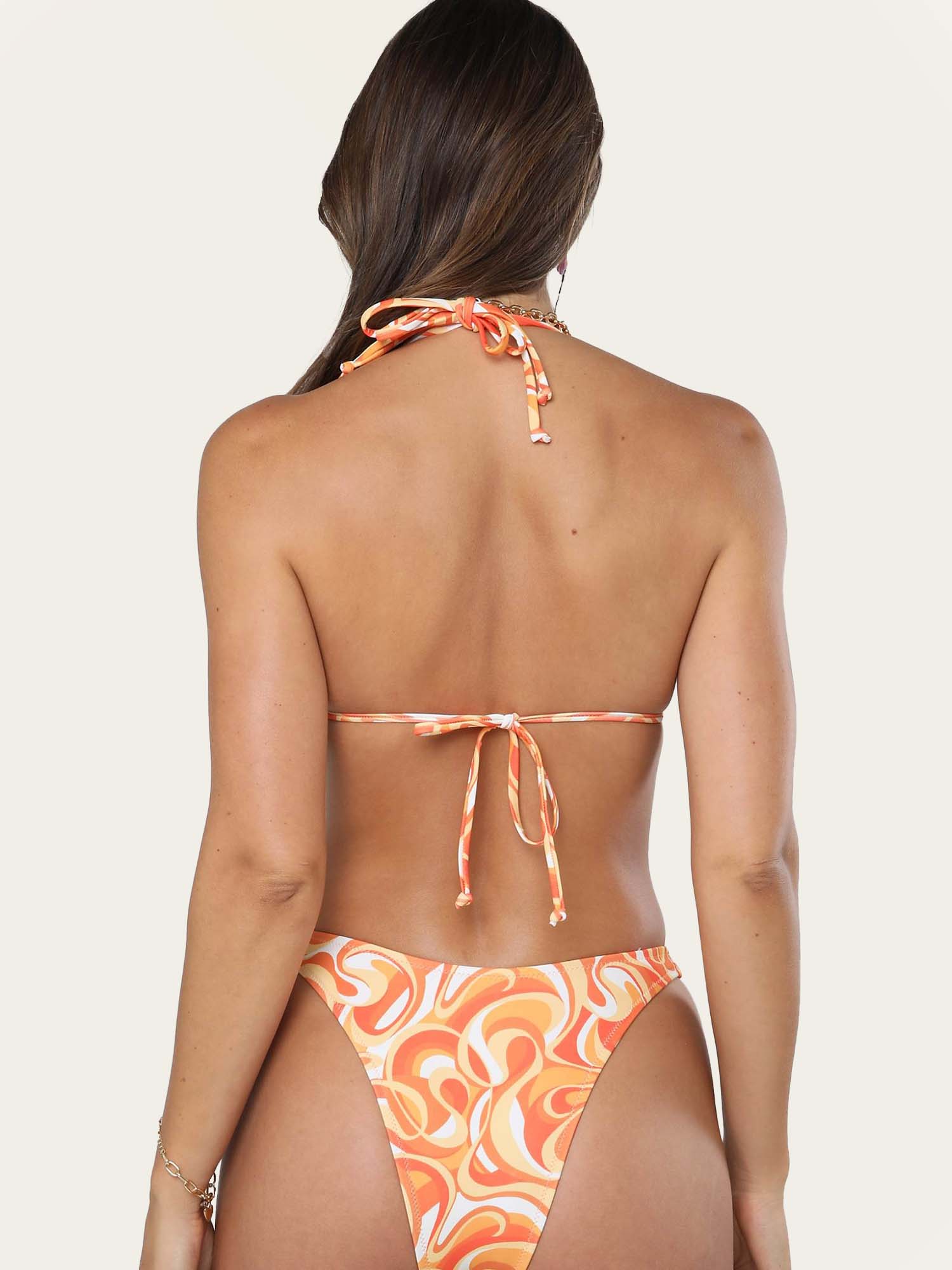 Orange & White Floral Print Bikini Set - XPRESSC