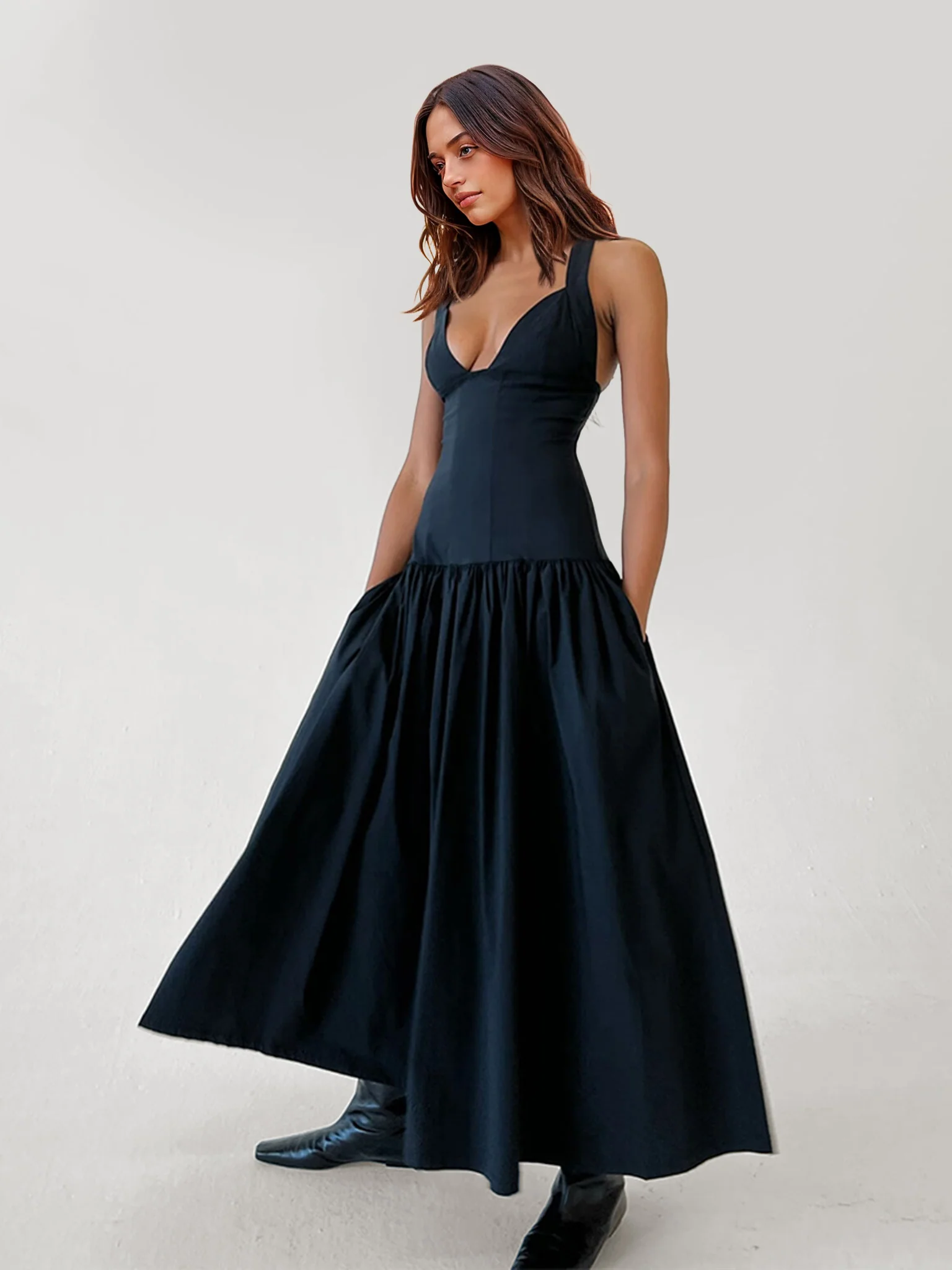 Deep-V Maxi Dress - XPRESSC