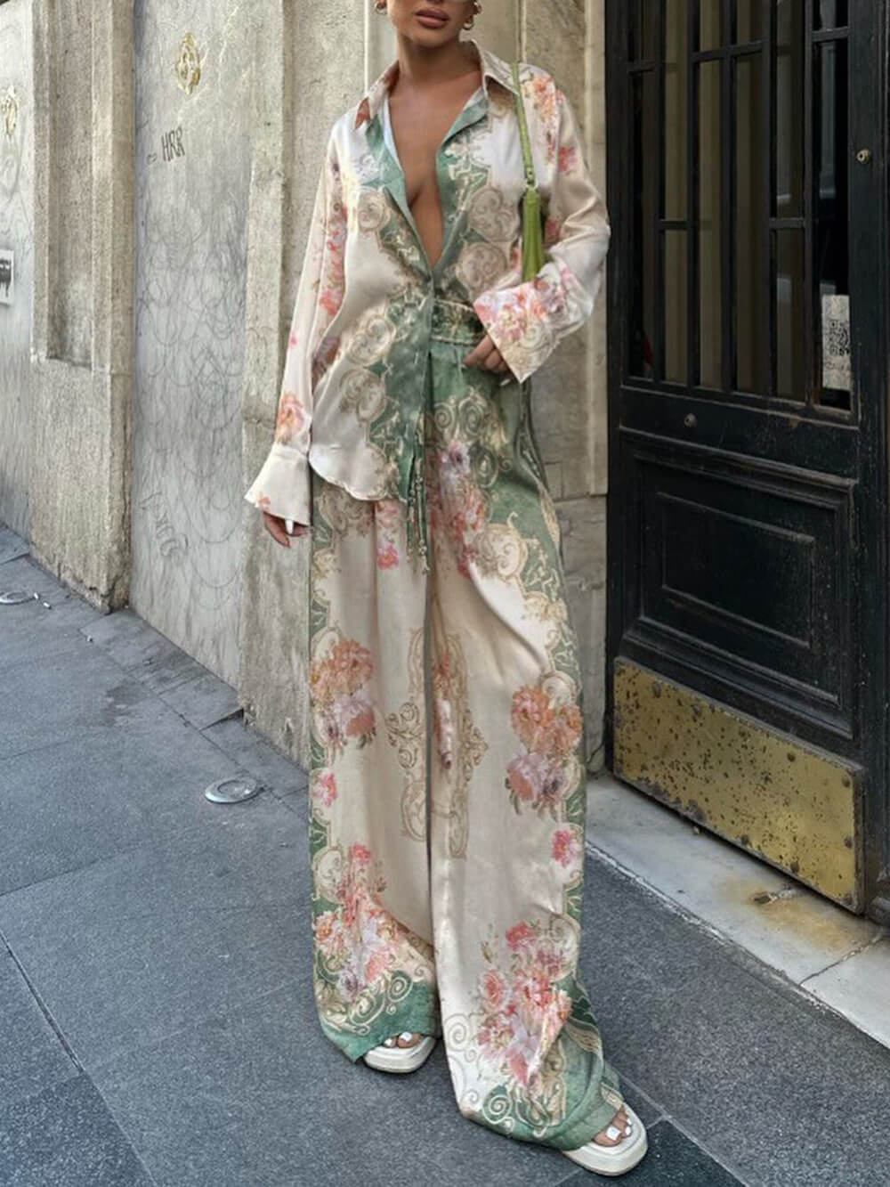 Baroque Floral Satin Shirt - XPRESSC