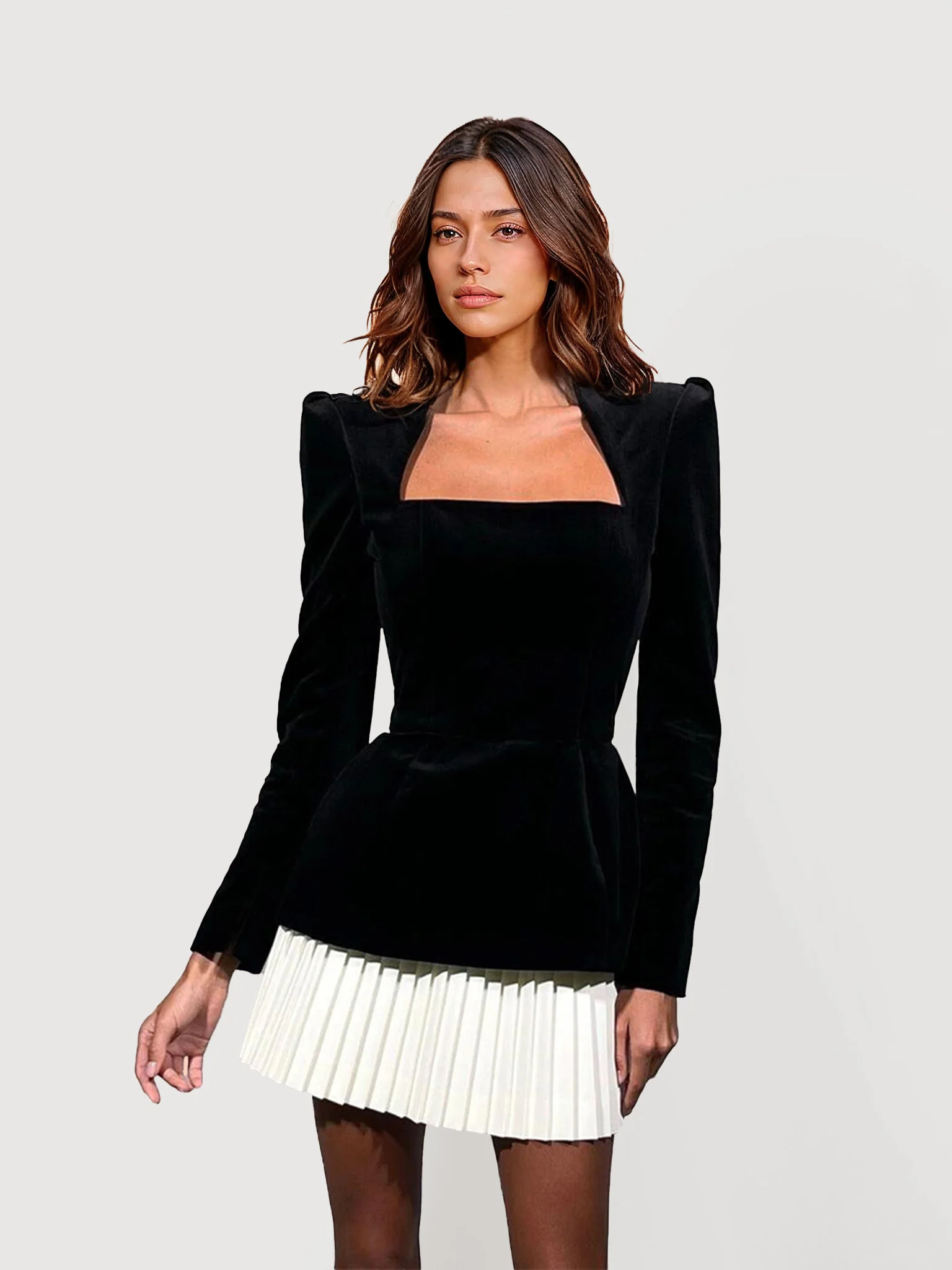 Pleated Velvet Mini Dress - XPRESSC