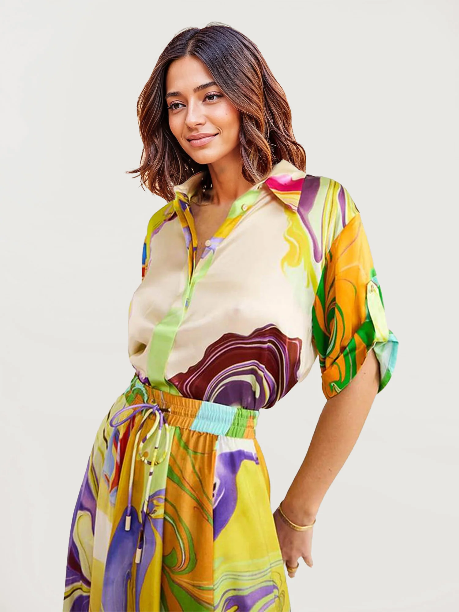 Colorful Abstract Print Dress Set - XPRESSC