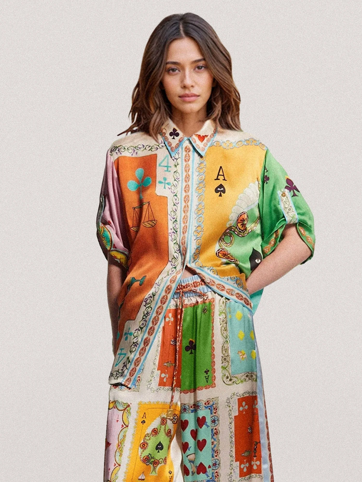 Playing Cards Print Button-Up Shirt - XPRESSC