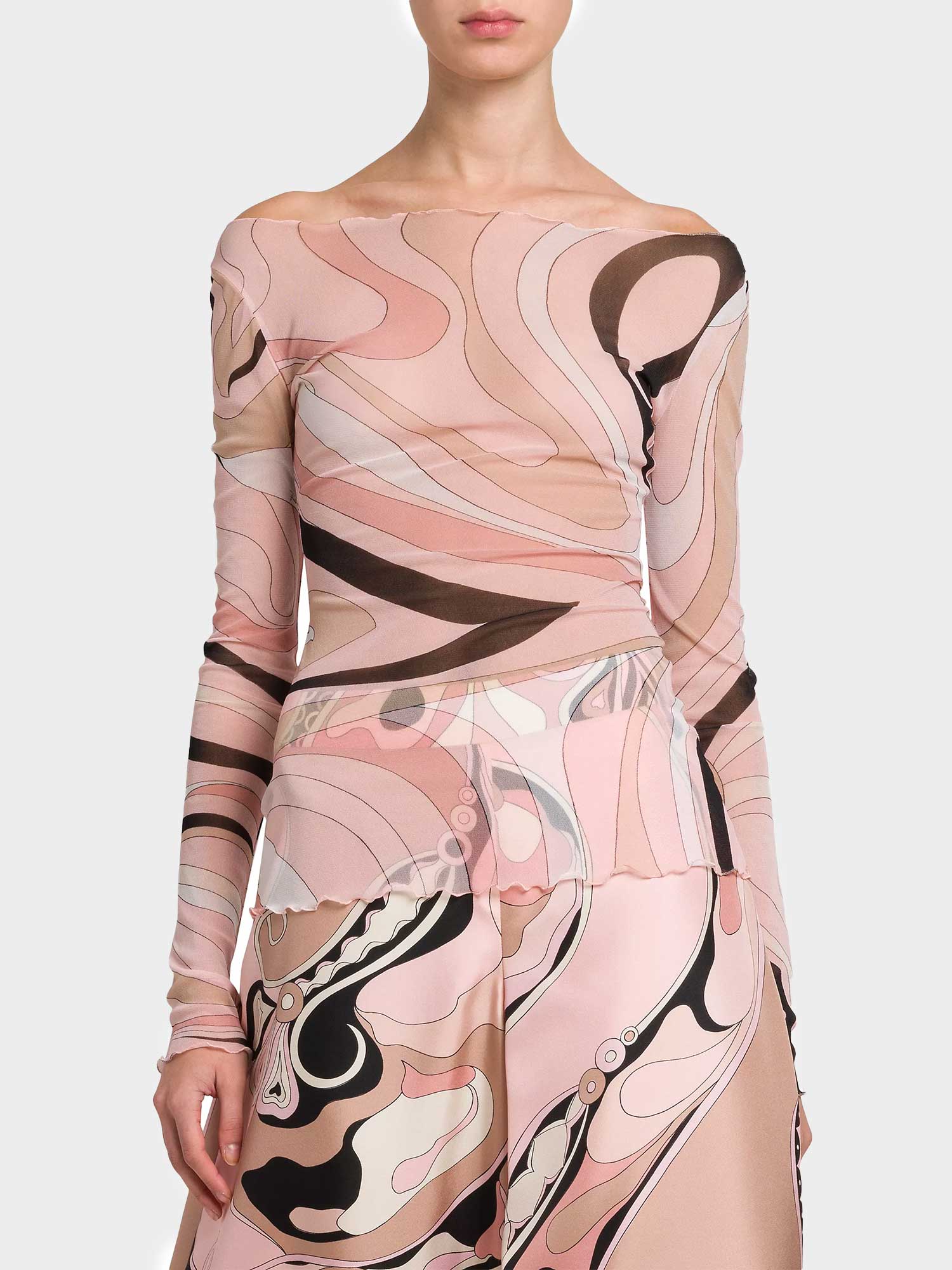 Mesh Long Sleeve Top & High Waist Pants Set - XPRESSC