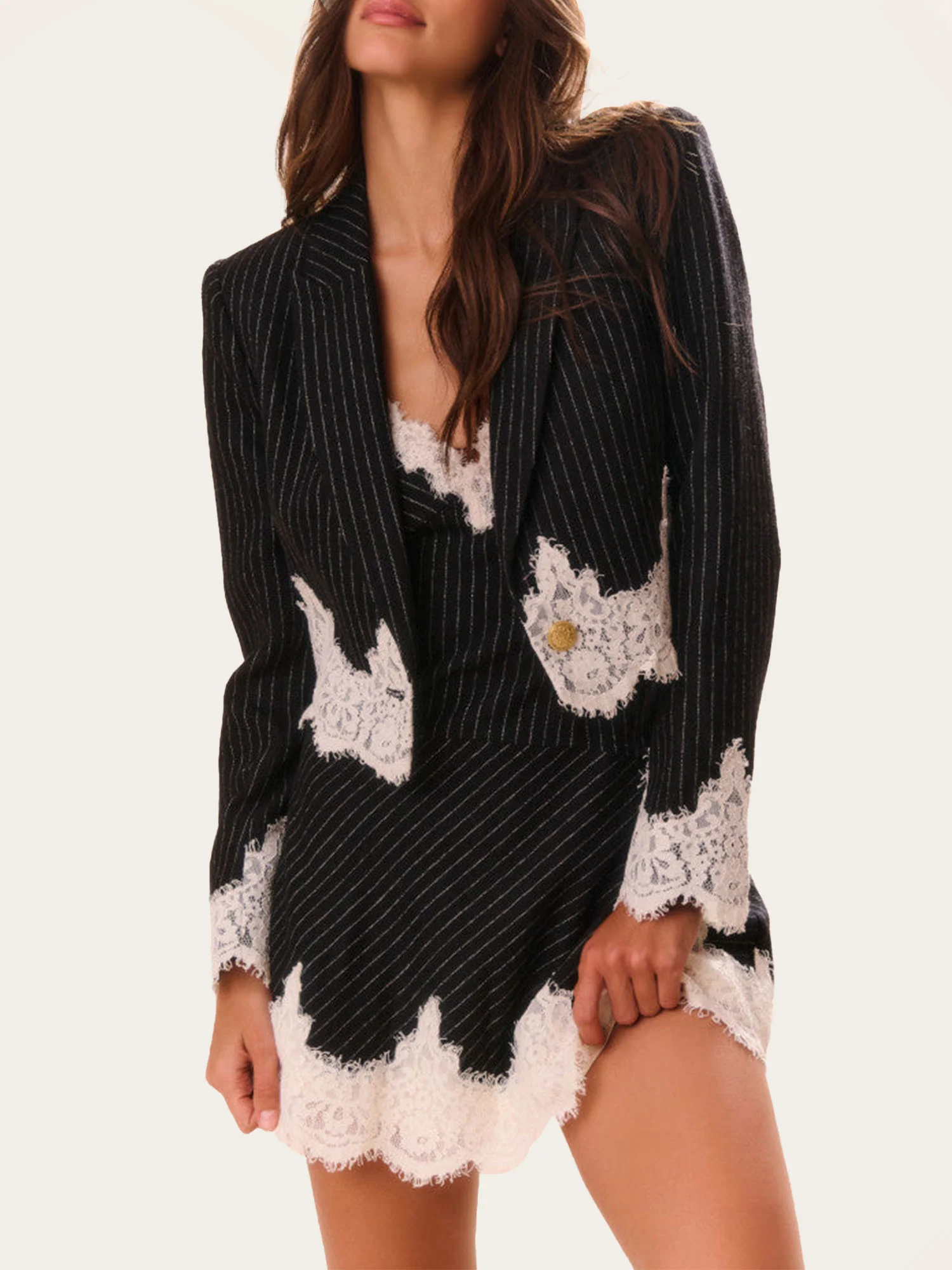 Pinstripe Lace Blazer - XPRESSC