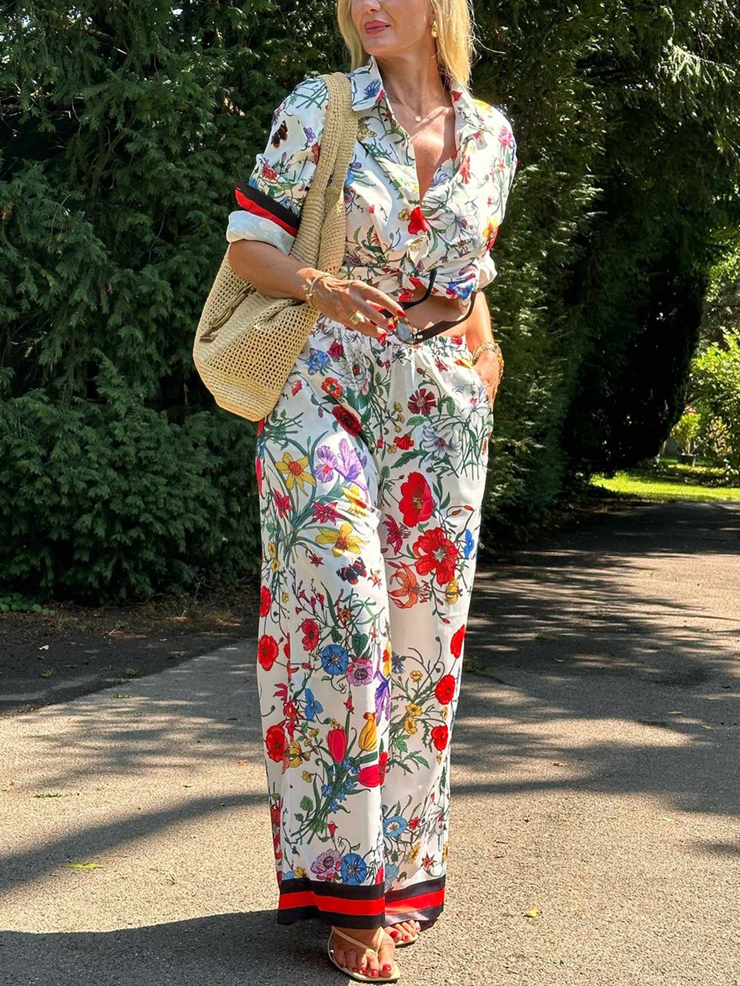 Botanical Bliss Wide-Leg Pants - XPRESSC