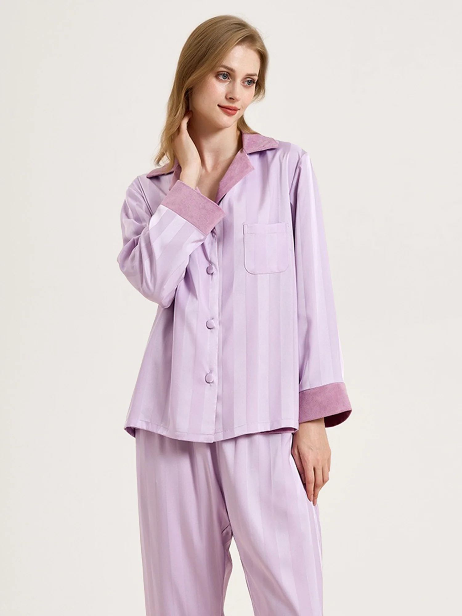 Satin Lavender Pajama Set - XPRESSC