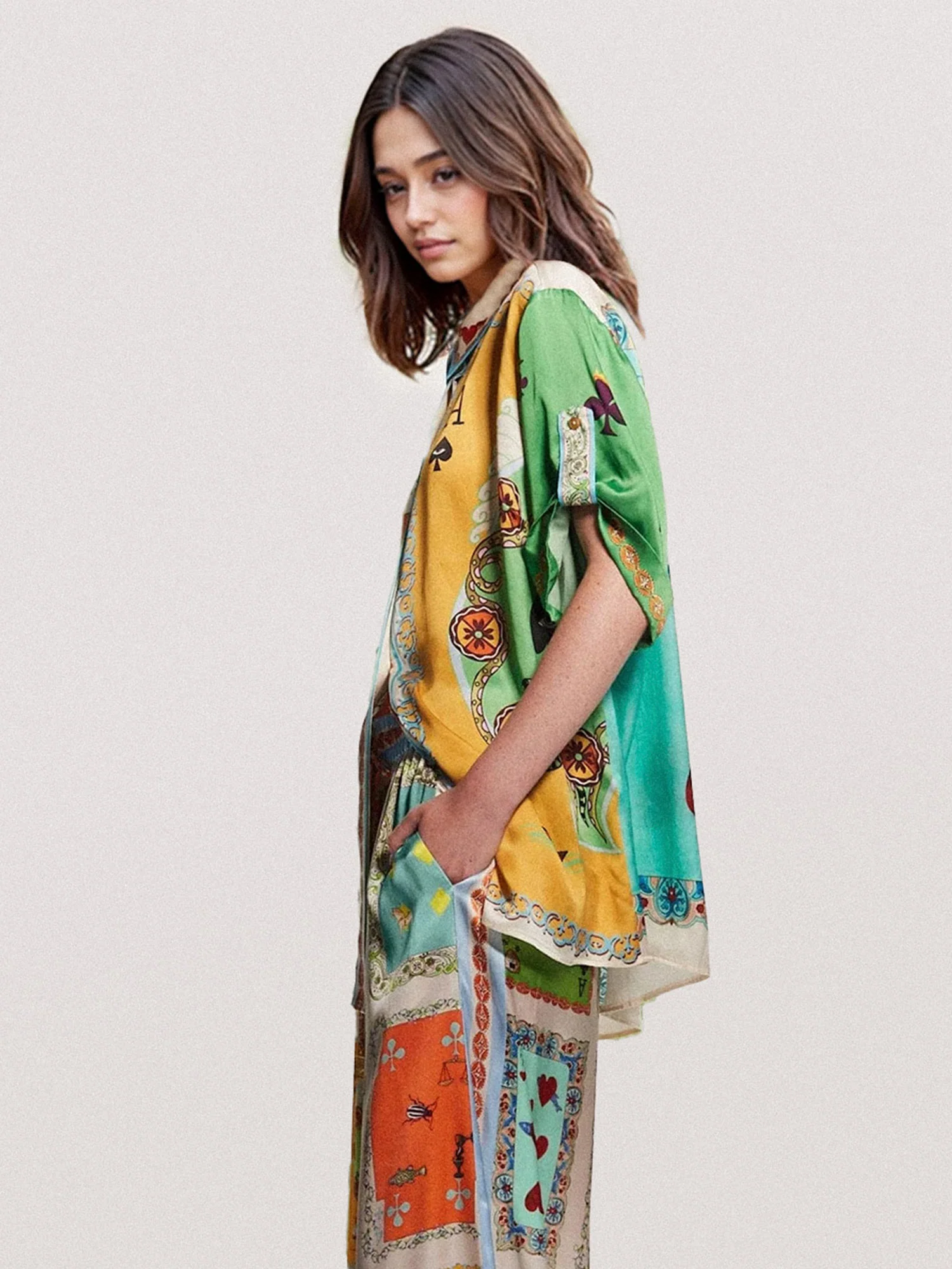 Playing Cards Print Button-Up Shirt - XPRESSC