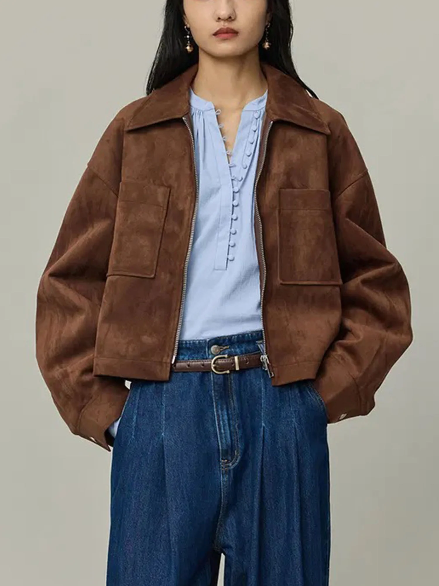 Zipper Blazer Jacket Tailored Edge - XPRESSC