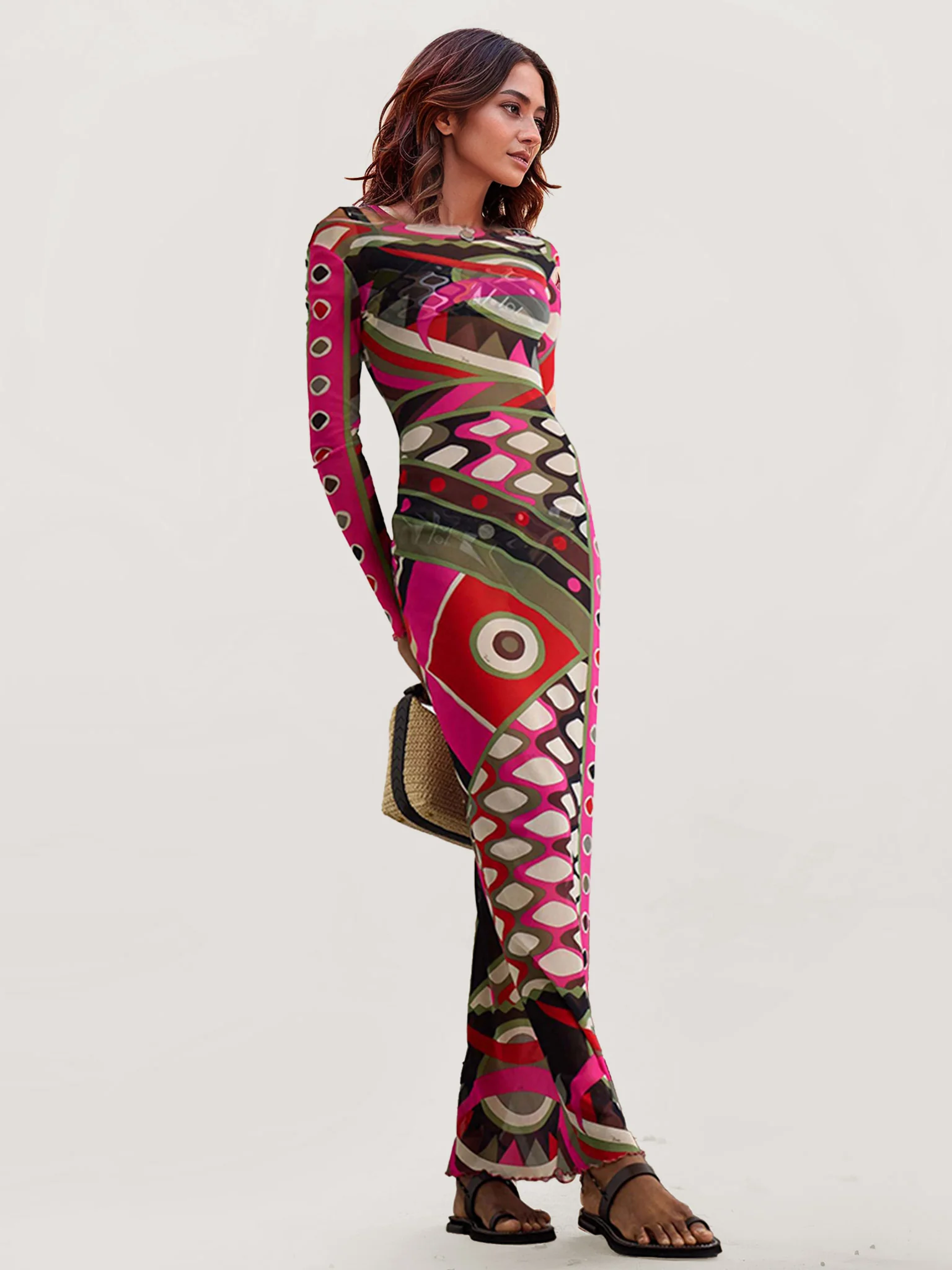 Bohemian-Inspired Abstract Print Maxi Dress - XPRESSC