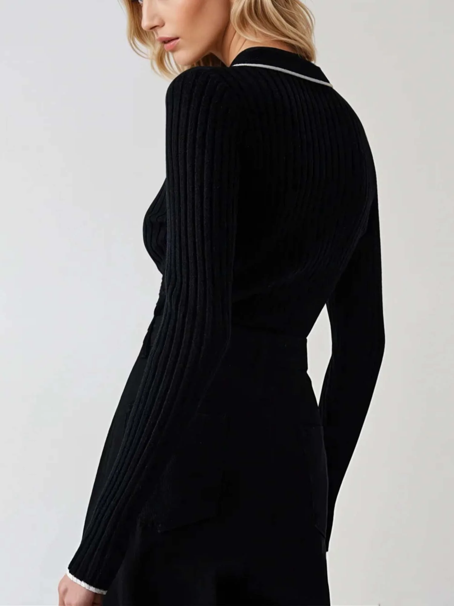 Fitted Rib Polo Knit French Base Layer - XPRESSC