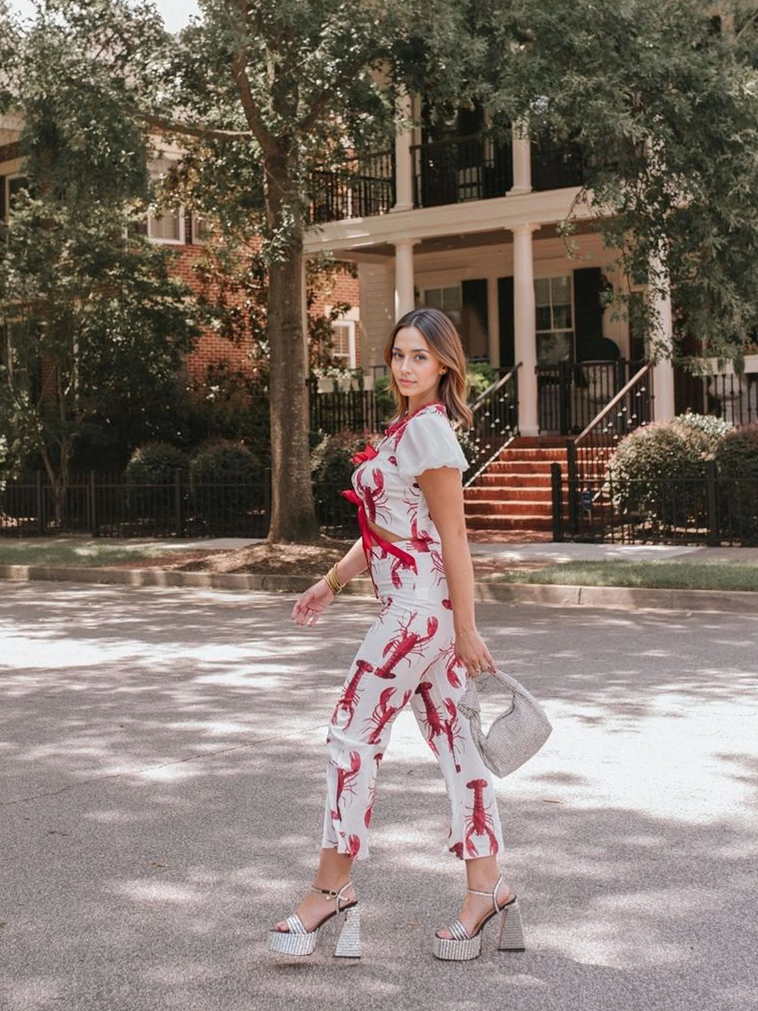 Lobster Print Puff Sleeve Shirt - XPRESSC