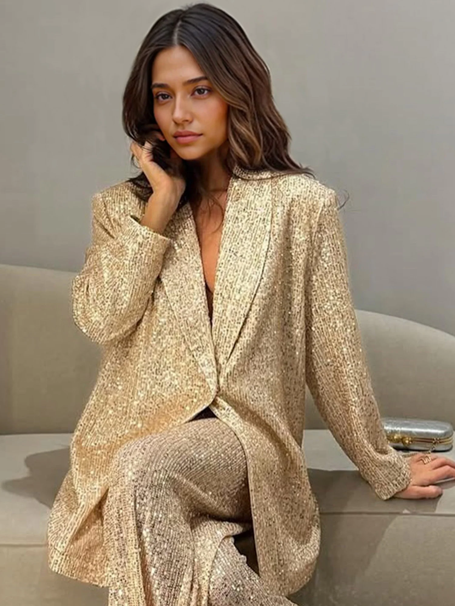 Metallic Sequin Blazer - XPRESSC